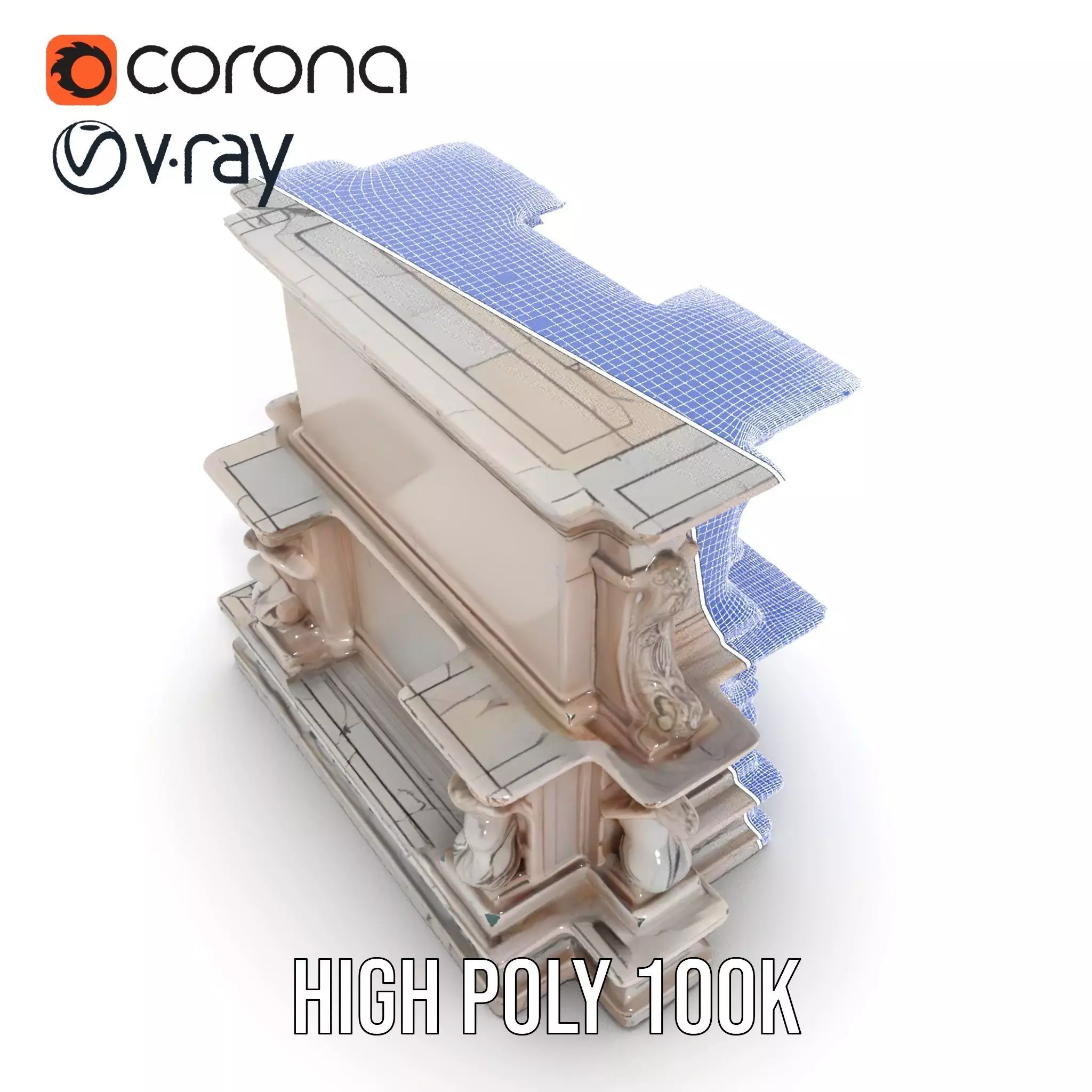 Ornate Marble Fountain model pack Low-poly 3D model_31