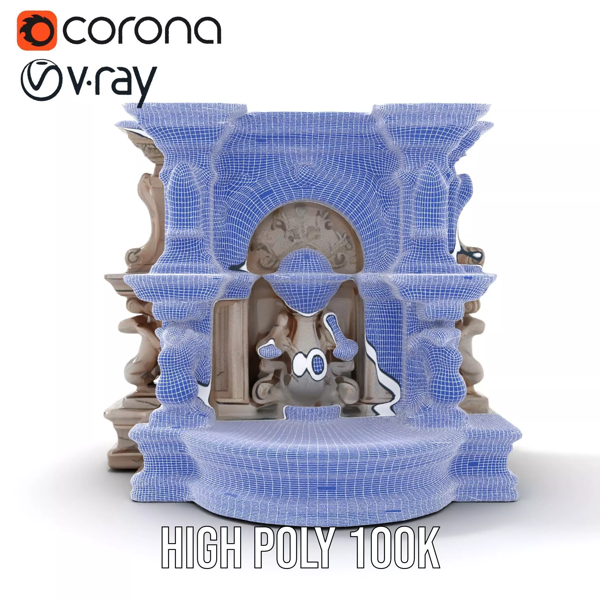 Ornate Marble Fountain model pack Low-poly 3D model_33