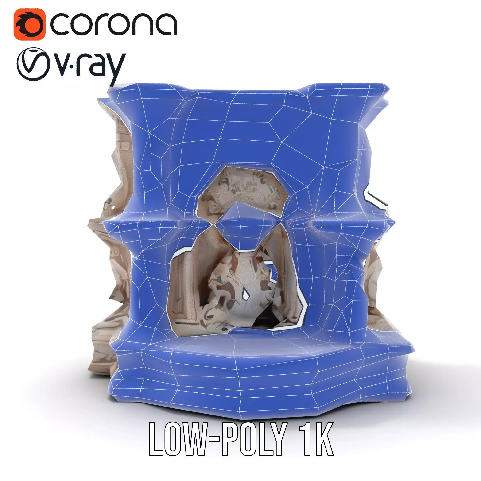 Ornate Marble Fountain model pack Low-poly 3D model_17