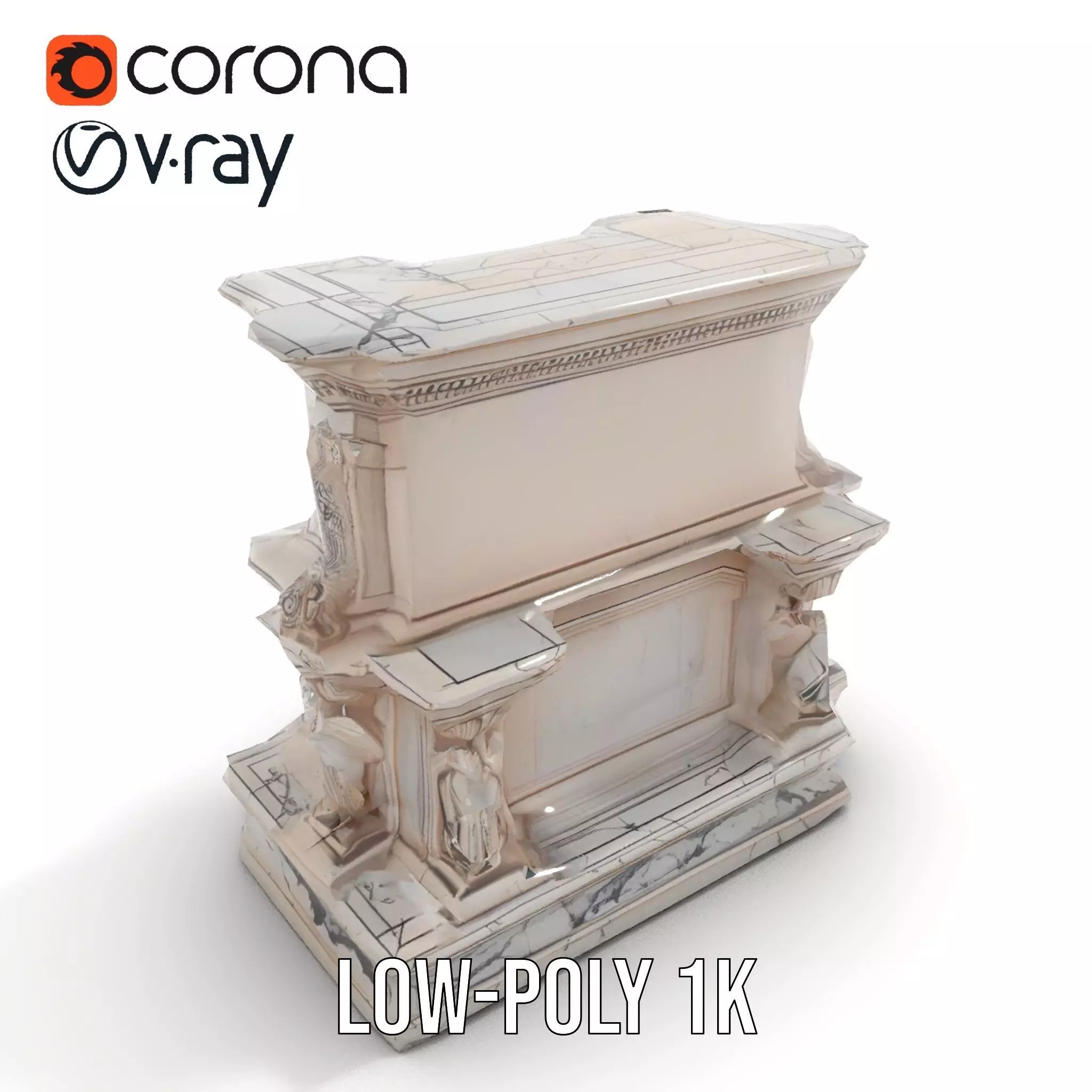 Ornate Marble Fountain model pack Low-poly 3D model_7