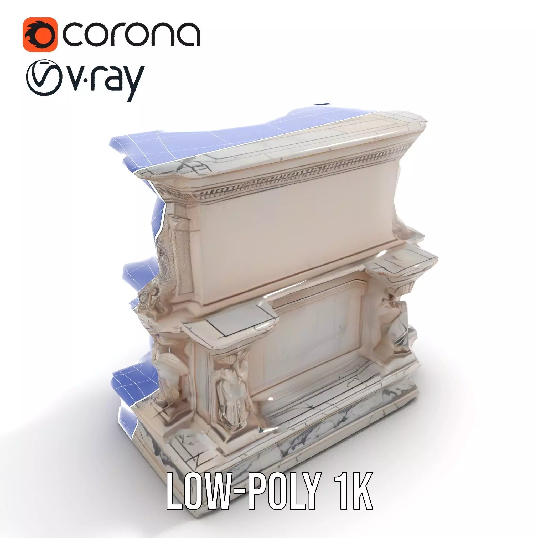 Ornate Marble Fountain model pack Low-poly 3D model_26