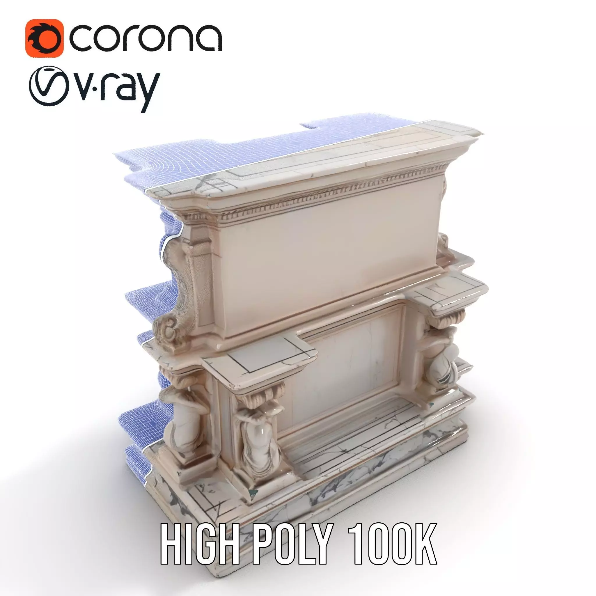 Ornate Marble Fountain model pack Low-poly 3D model_34
