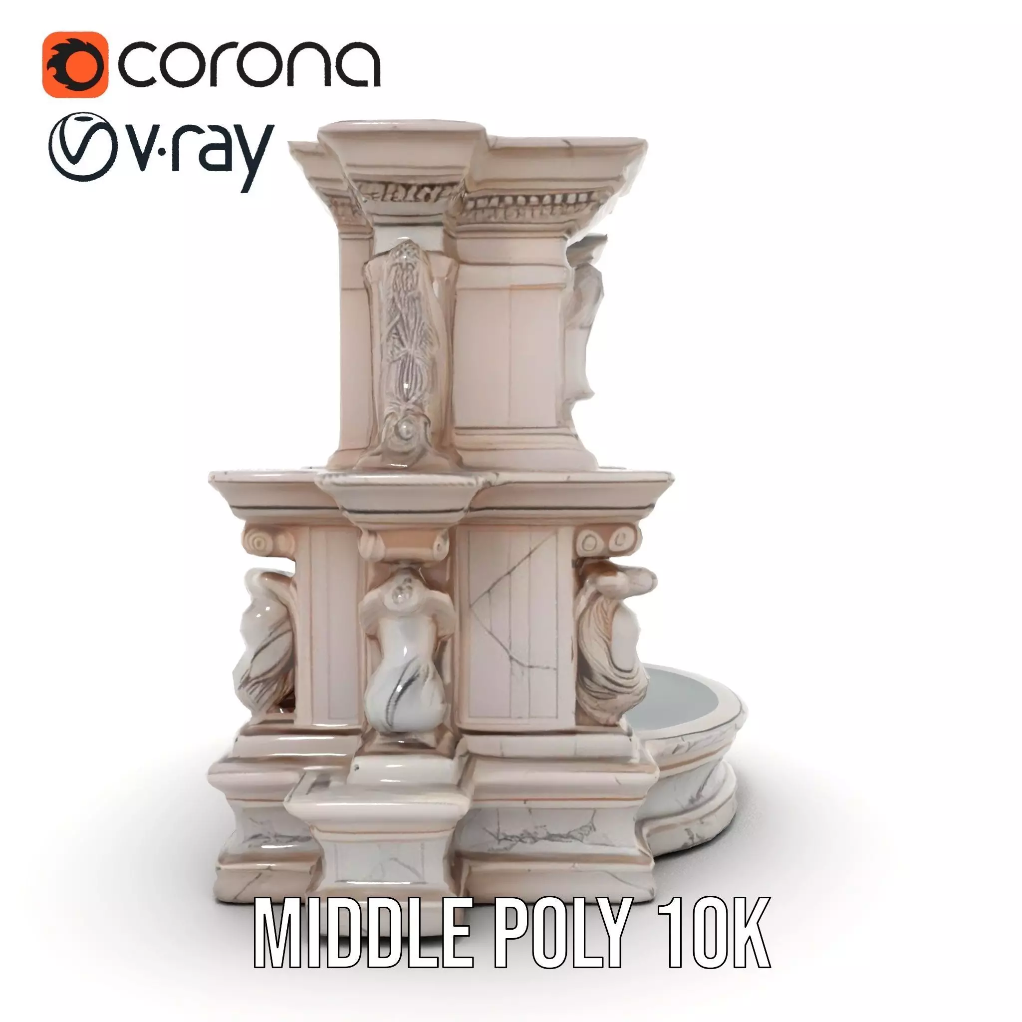 Ornate Marble Fountain model pack Low-poly 3D model_25