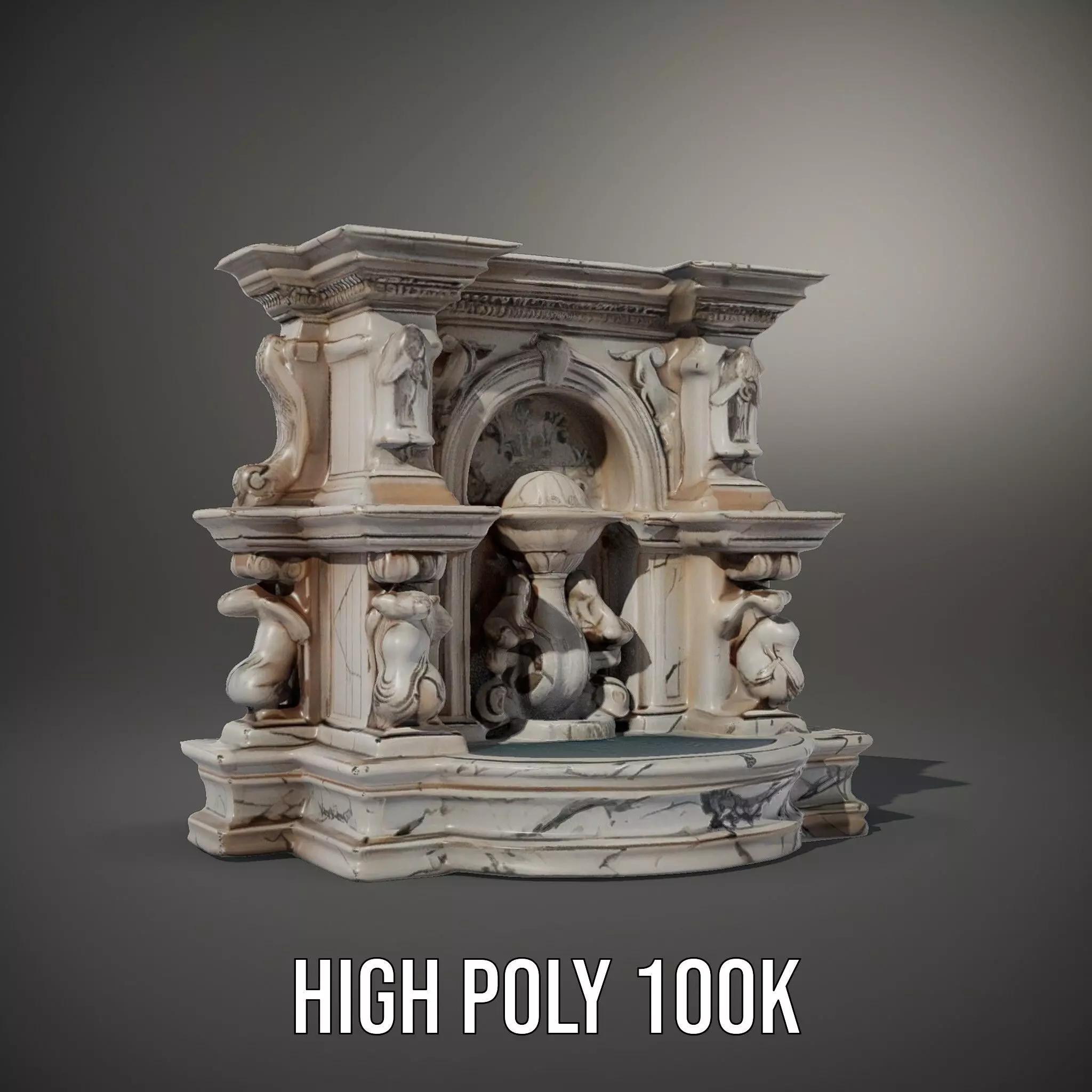 Ornate Marble Fountain model pack Low-poly 3D model_10