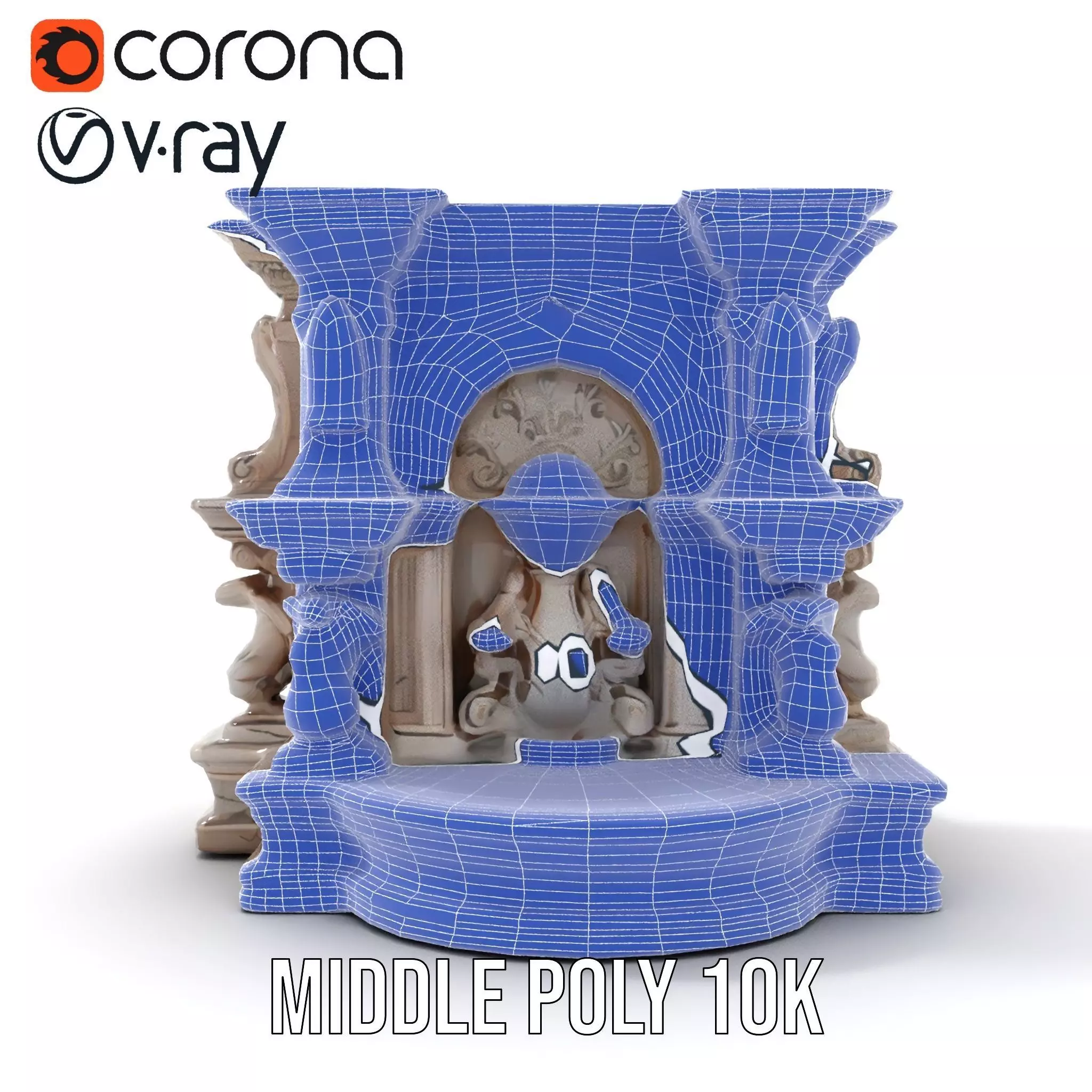 Ornate Marble Fountain model pack Low-poly 3D model_19