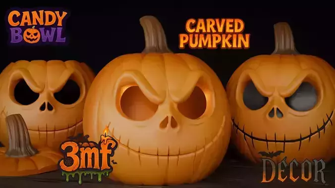 Jack Skellington Pumpkin Halloween Decor  Candy Bowl