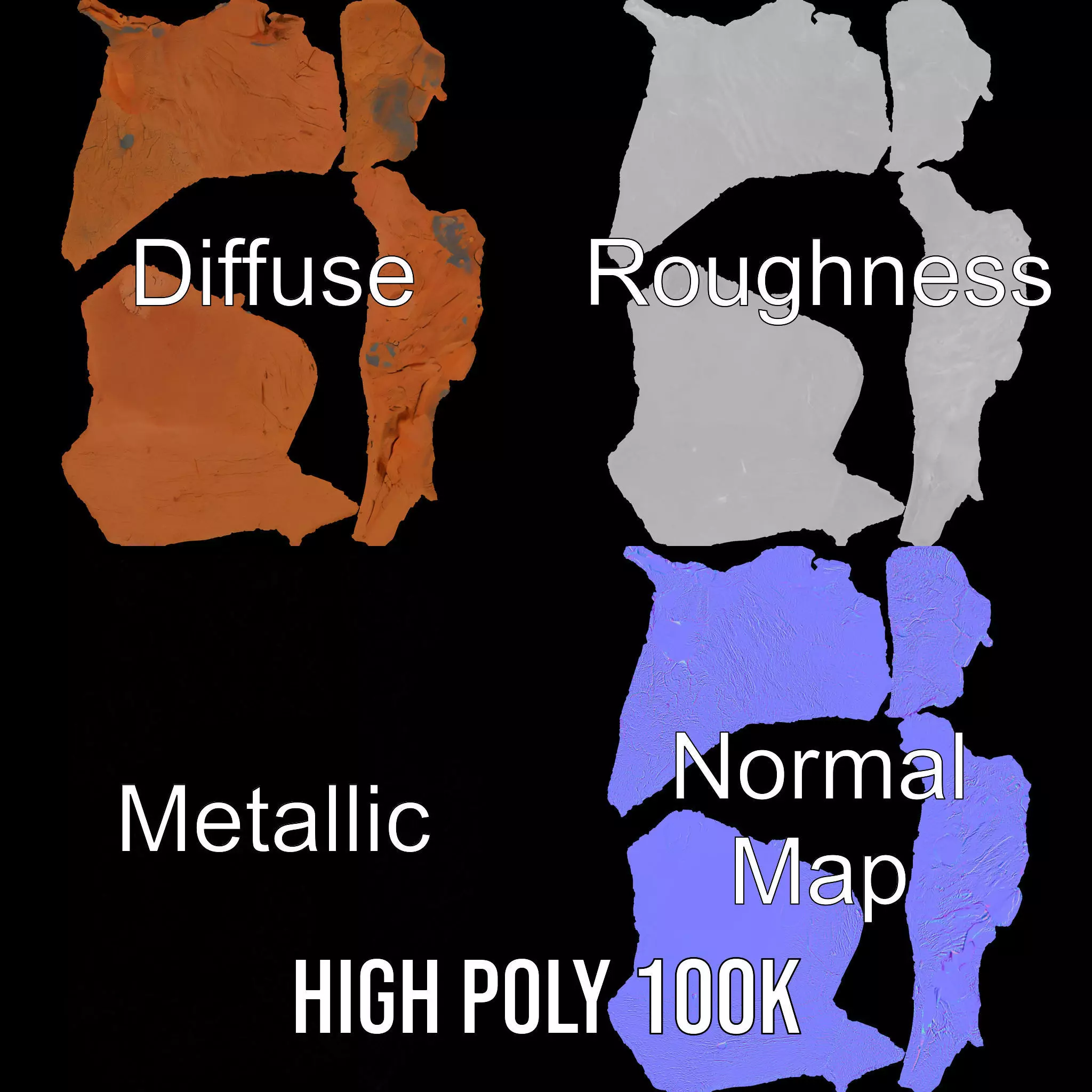 Red Sandstone Boulder model pack Low-poly 3D model_3