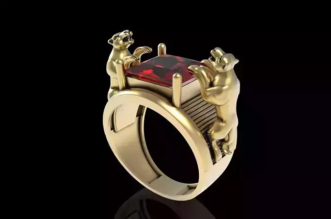 Princess Diamond Panther Head Cocktail Ring