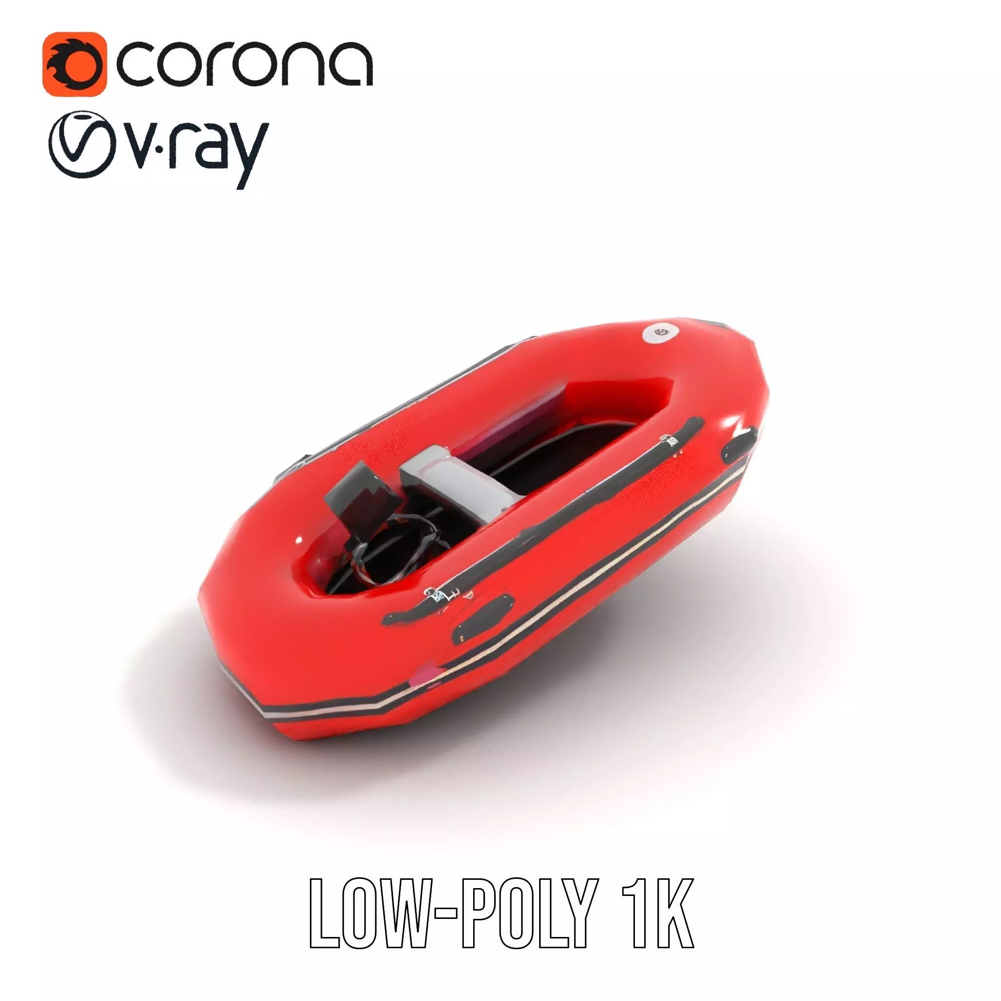 Red Inflatable Boat model pack Low-poly 3D model_14