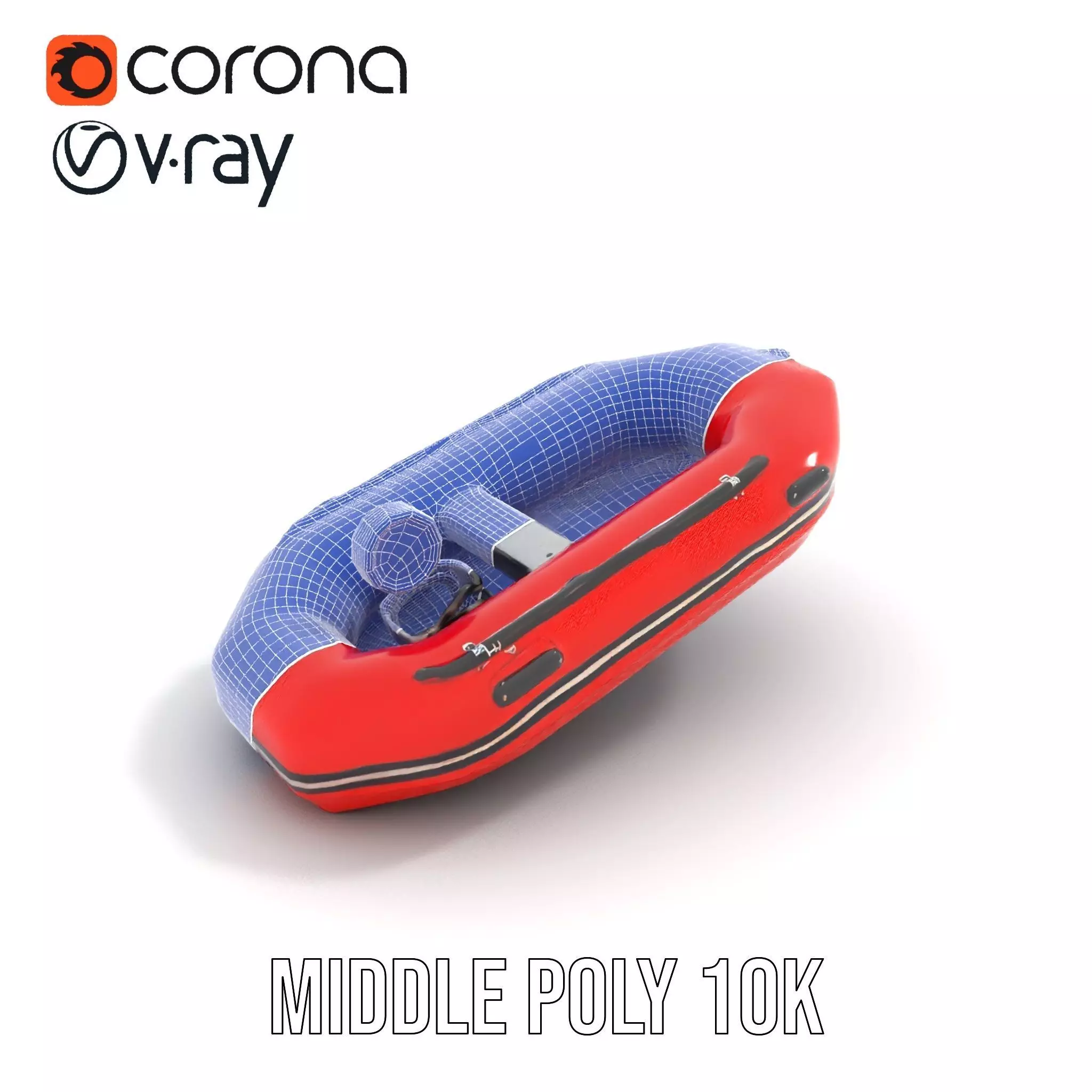 Red Inflatable Boat model pack Low-poly 3D model_13
