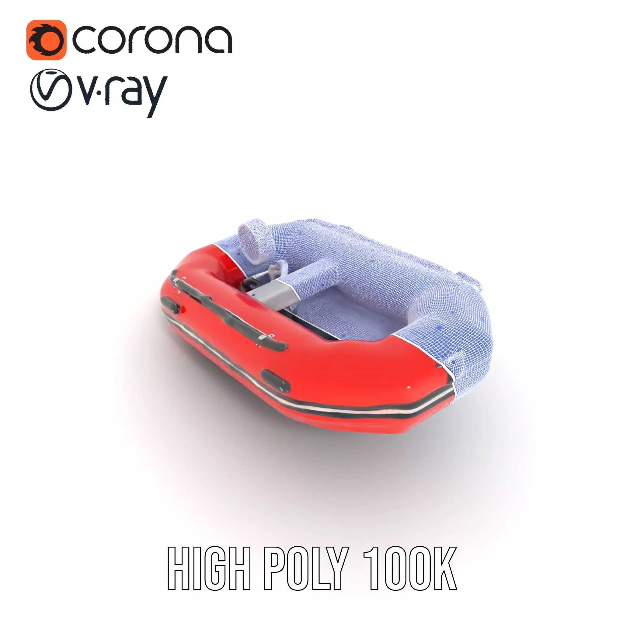 Red Inflatable Boat model pack Low-poly 3D model_34