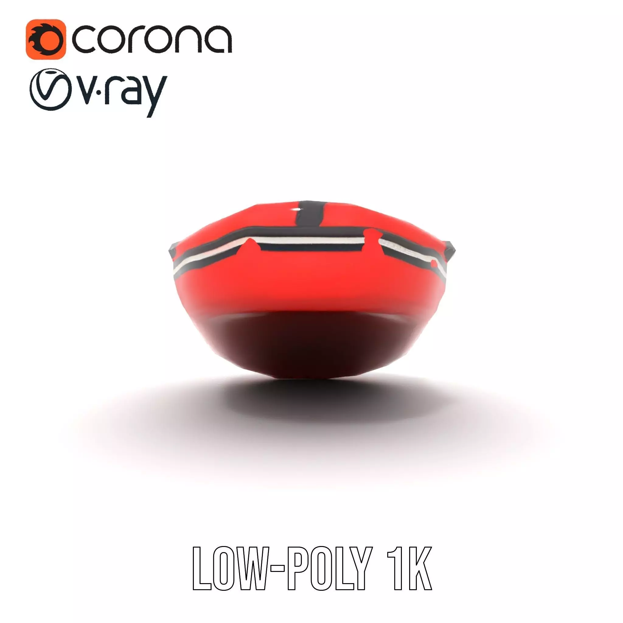 Red Inflatable Boat model pack Low-poly 3D model_7
