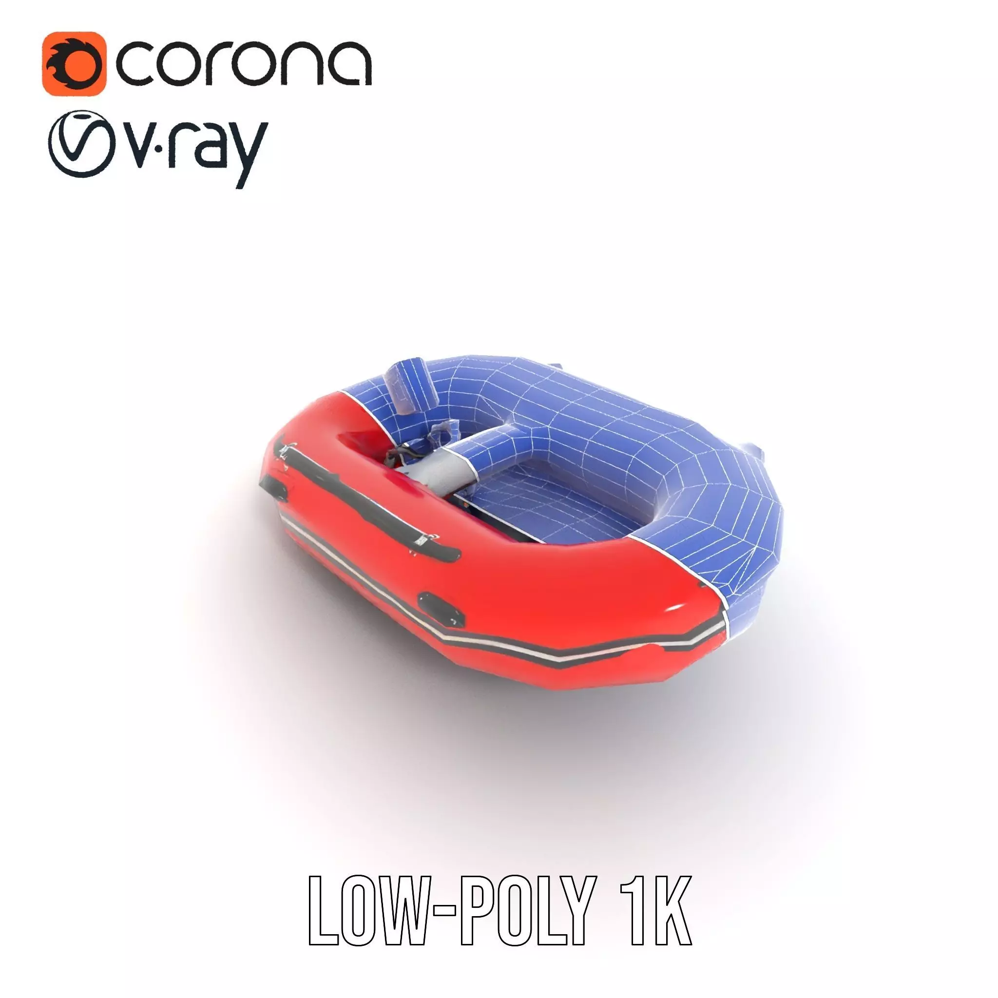 Red Inflatable Boat model pack Low-poly 3D model_25