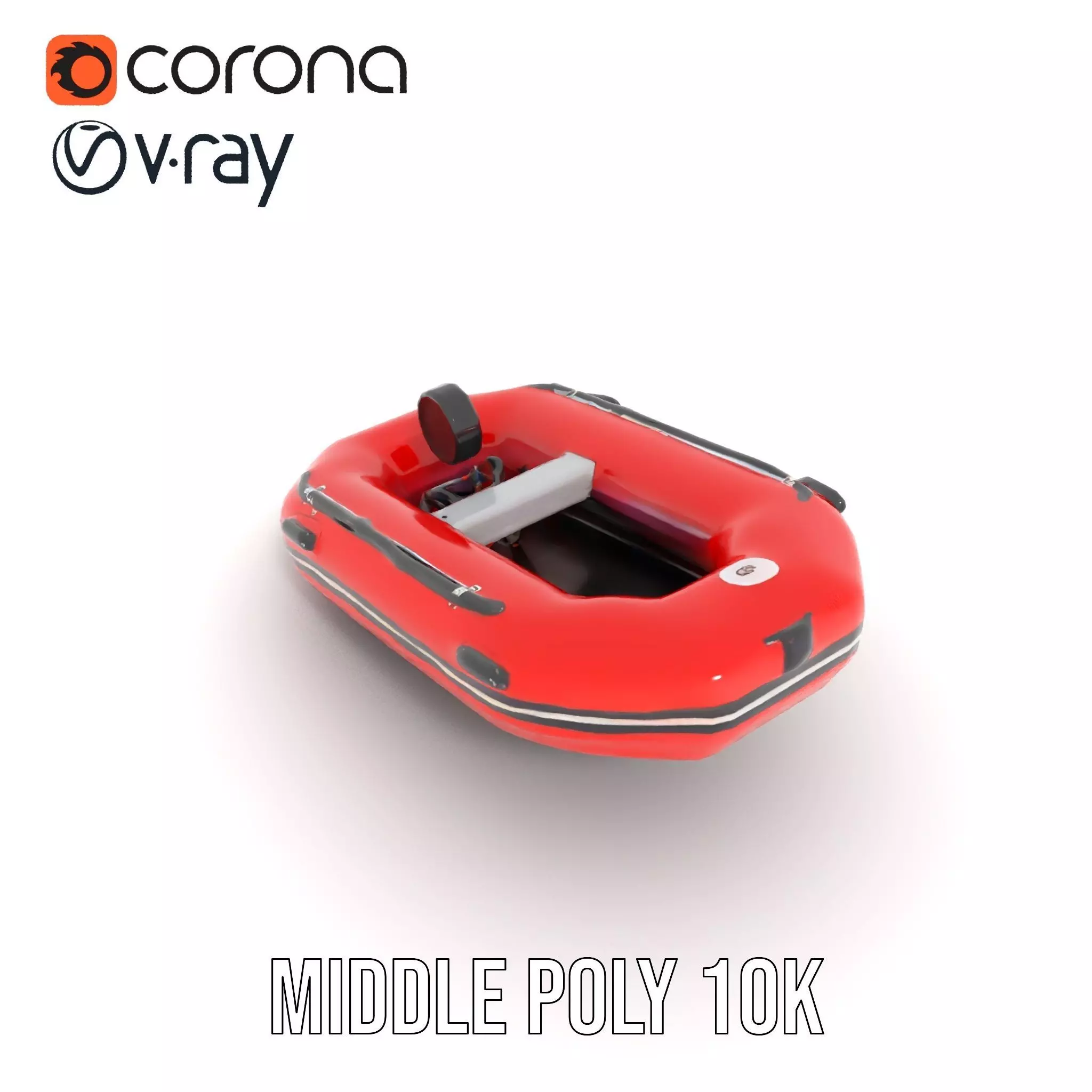 Red Inflatable Boat model pack Low-poly 3D model_6