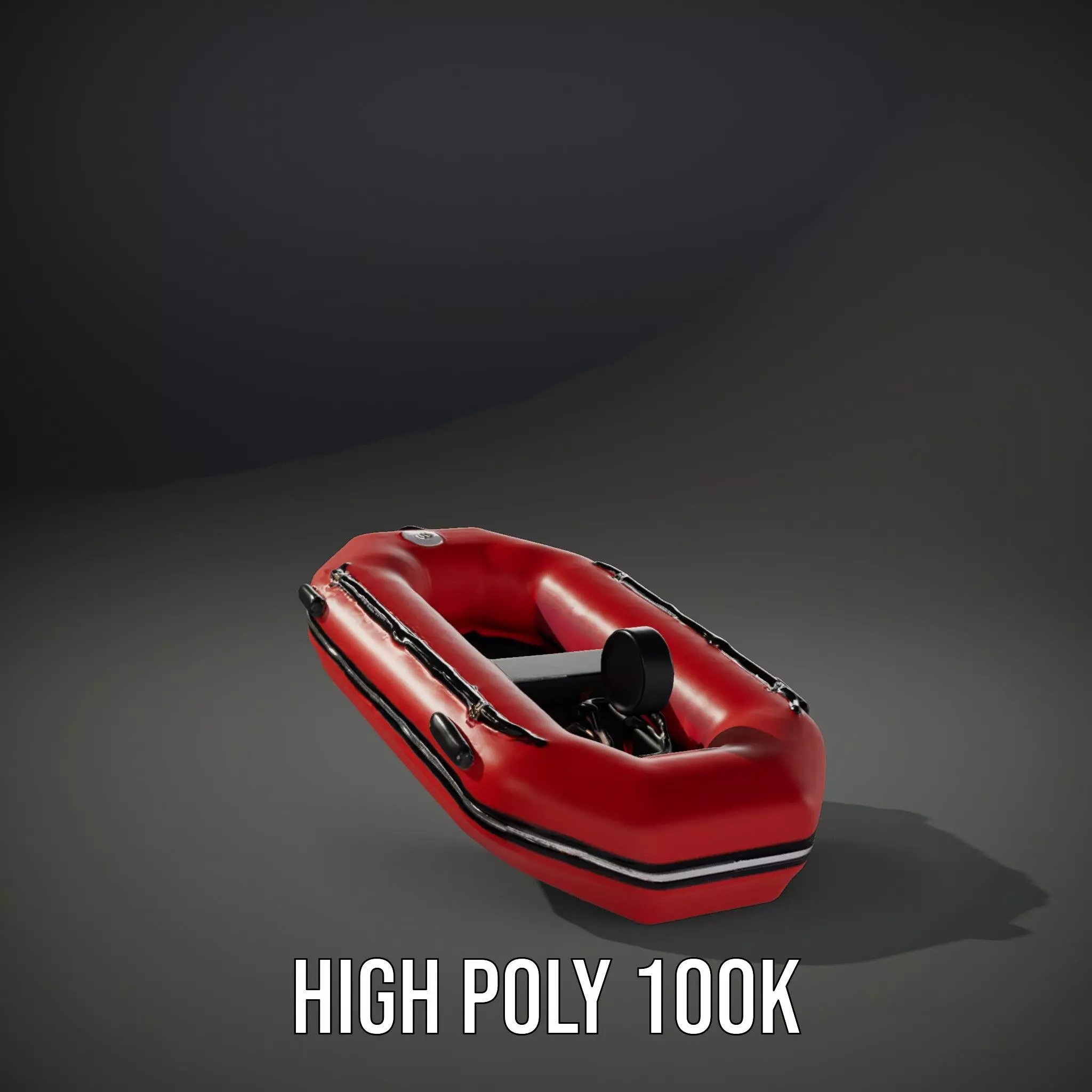 Red Inflatable Boat model pack Low-poly 3D model_8