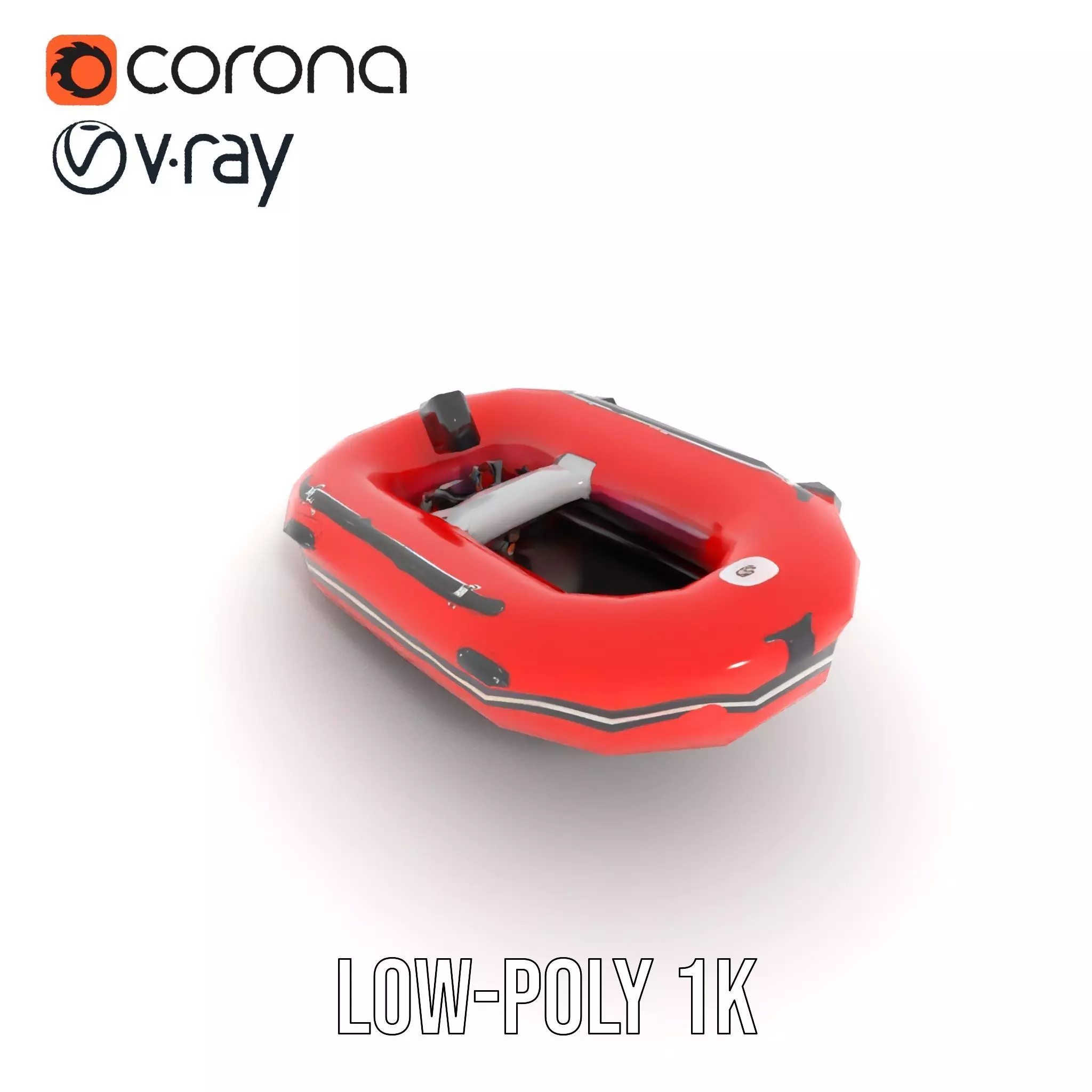 Red Inflatable Boat model pack Low-poly 3D model_20