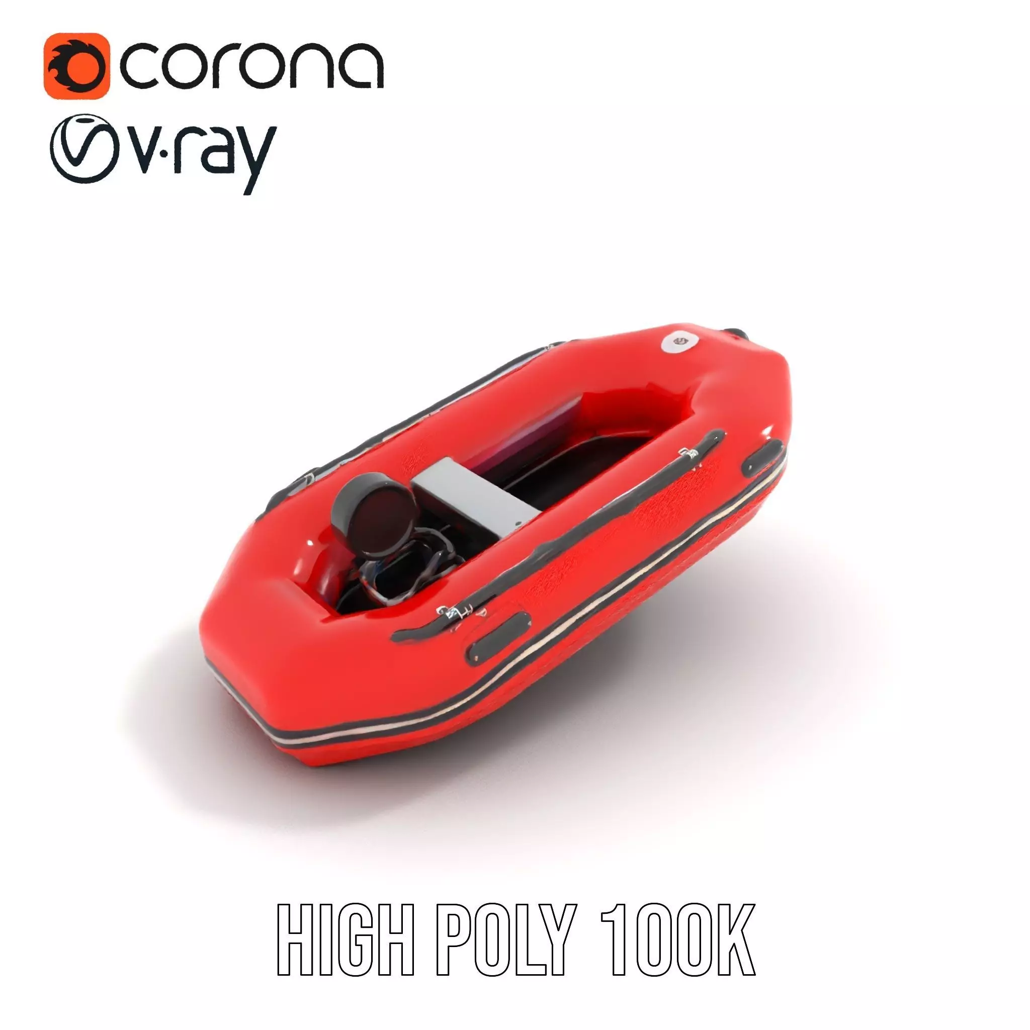 Red Inflatable Boat model pack Low-poly 3D model_26