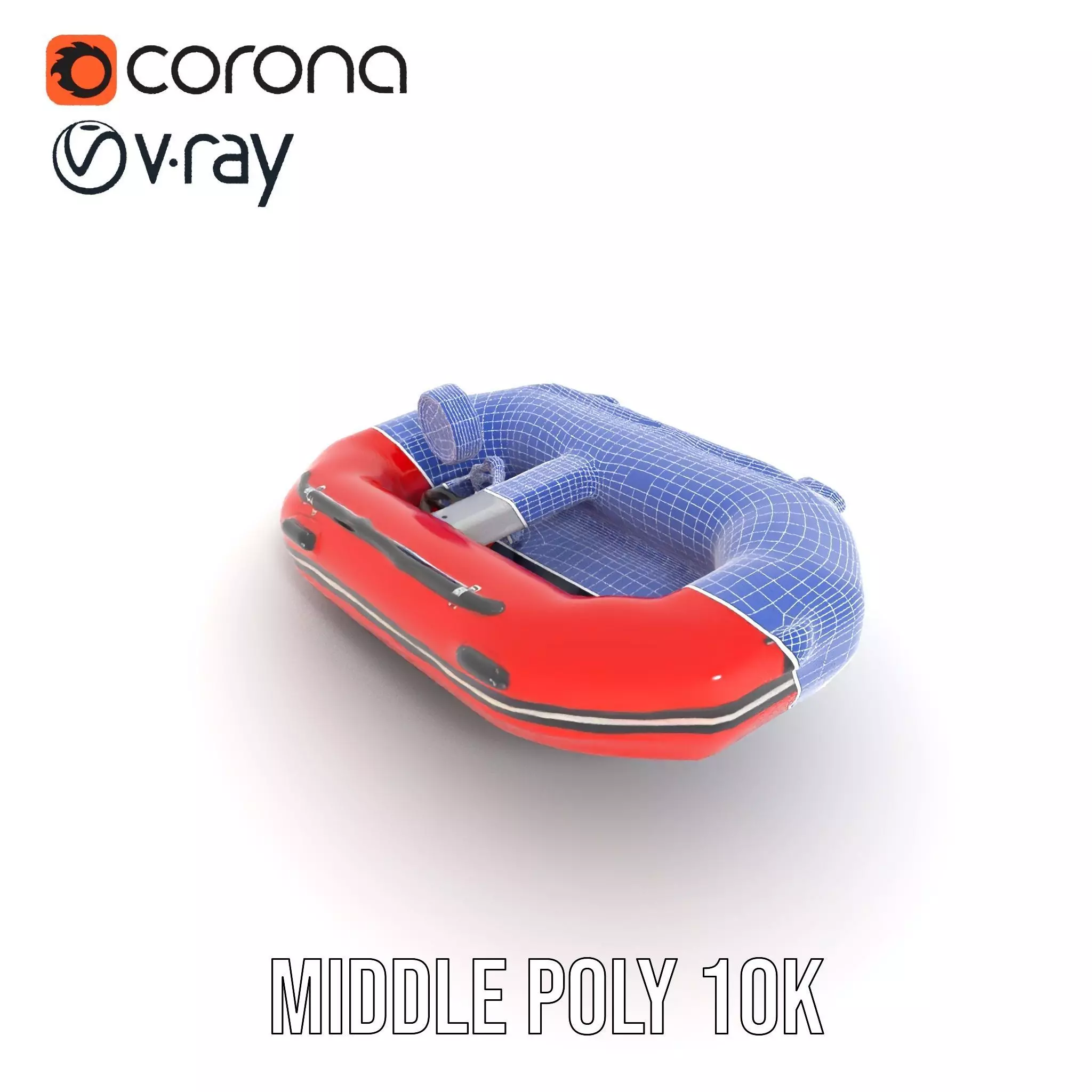 Red Inflatable Boat model pack Low-poly 3D model_16