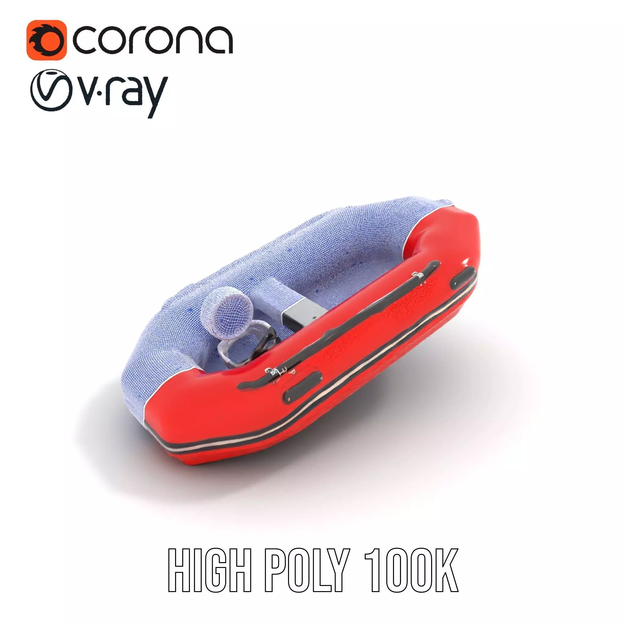 Red Inflatable Boat model pack Low-poly 3D model_15
