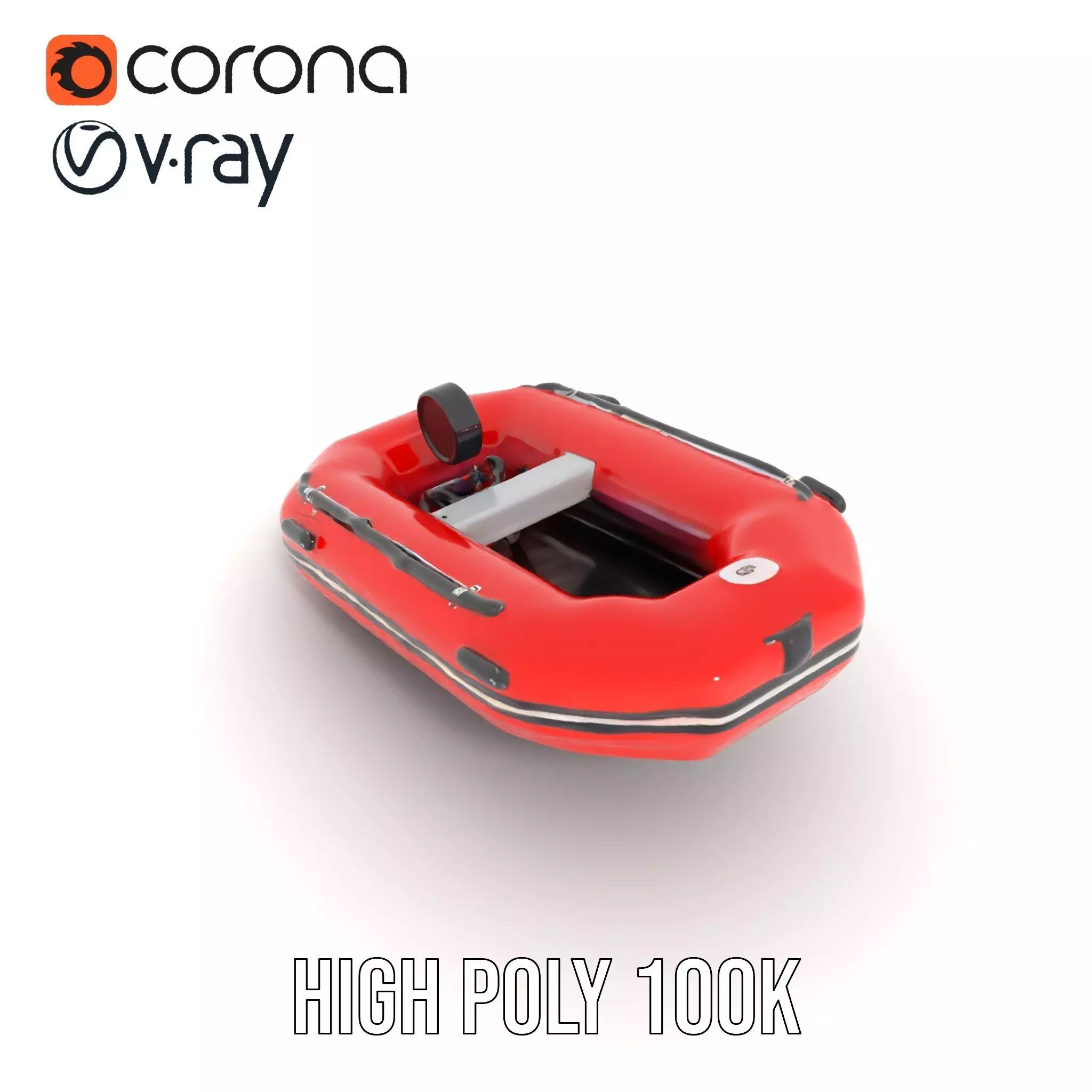 Red Inflatable Boat model pack Low-poly 3D model_29