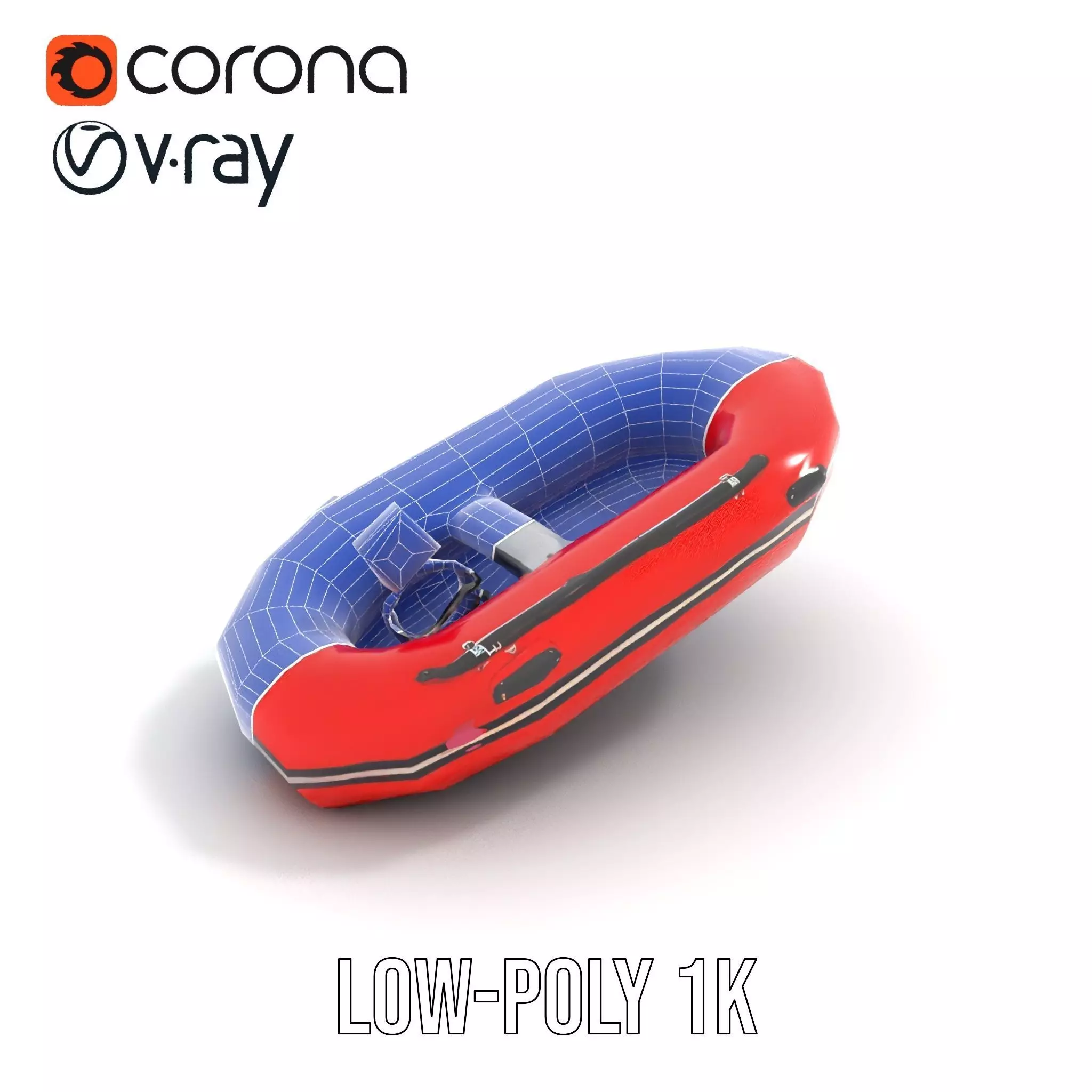Red Inflatable Boat model pack Low-poly 3D model_23