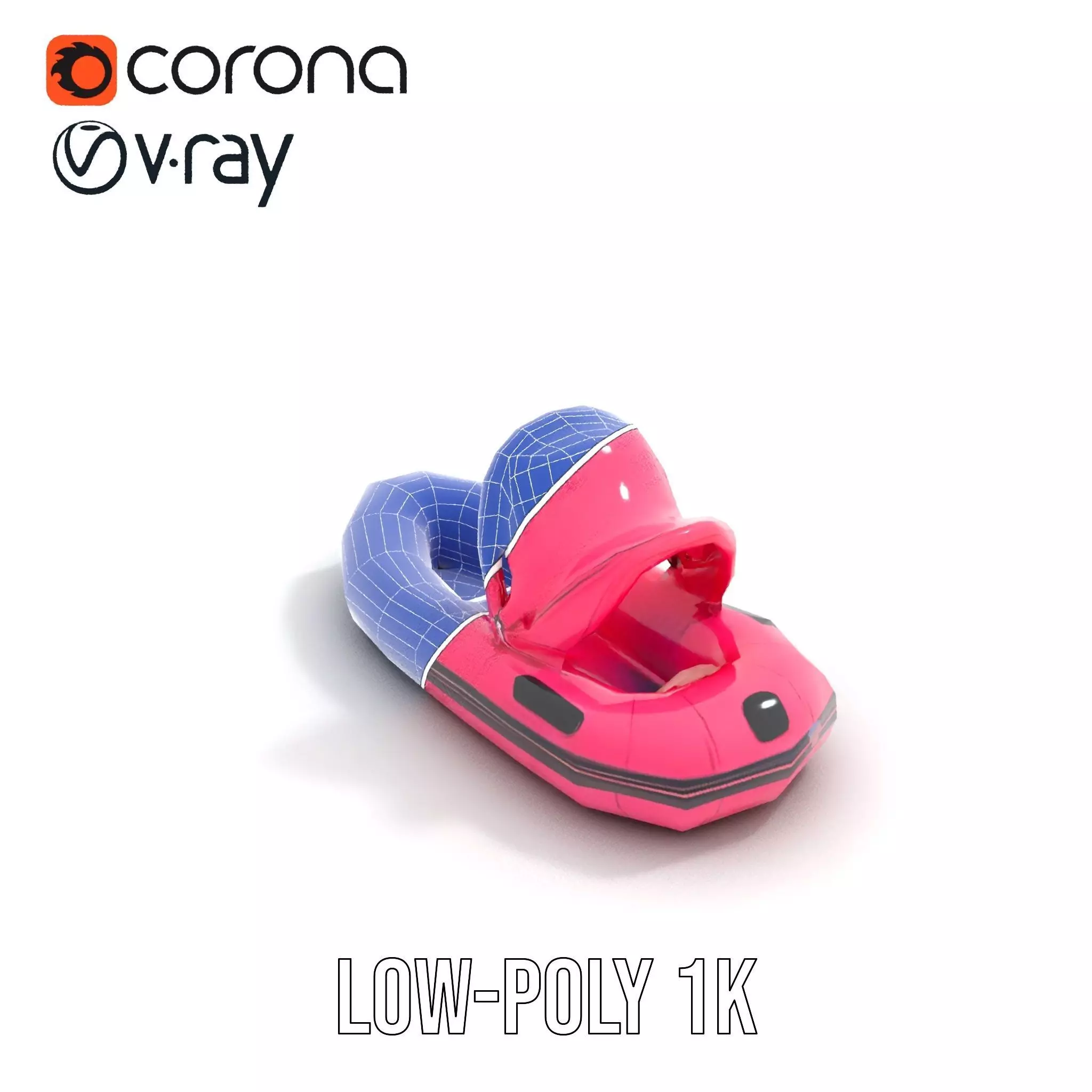 Pink Inflatable Boat model pack Low-poly 3D model_28