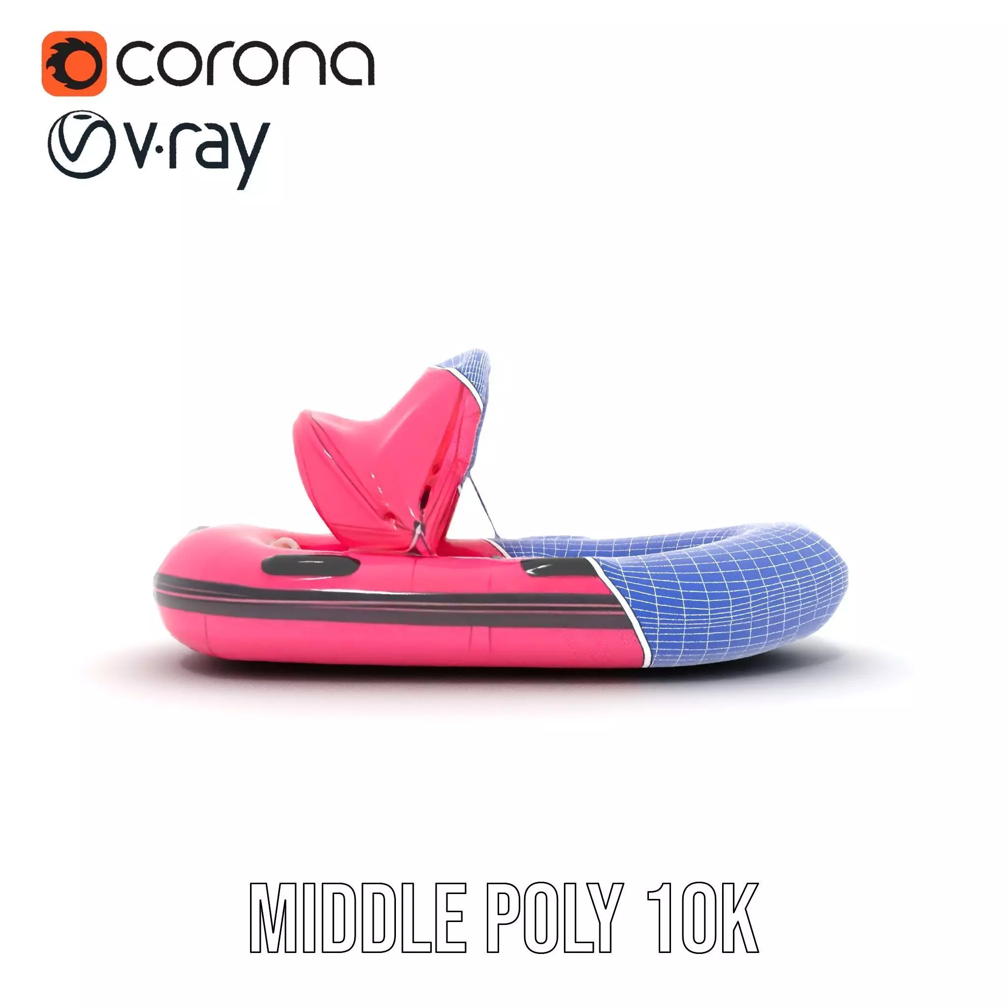 Pink Inflatable Boat model pack Low-poly 3D model_30