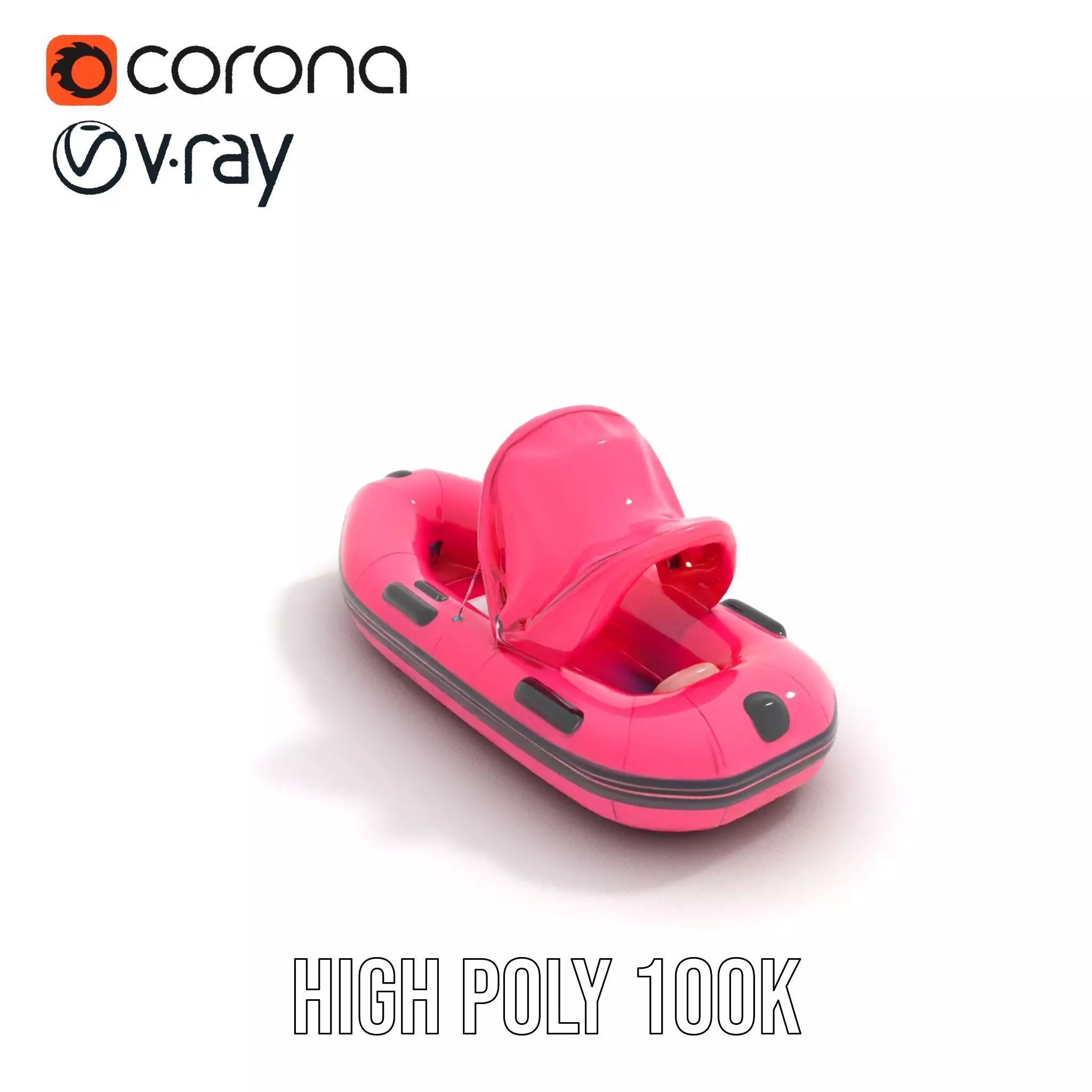 Pink Inflatable Boat model pack Low-poly 3D model_26