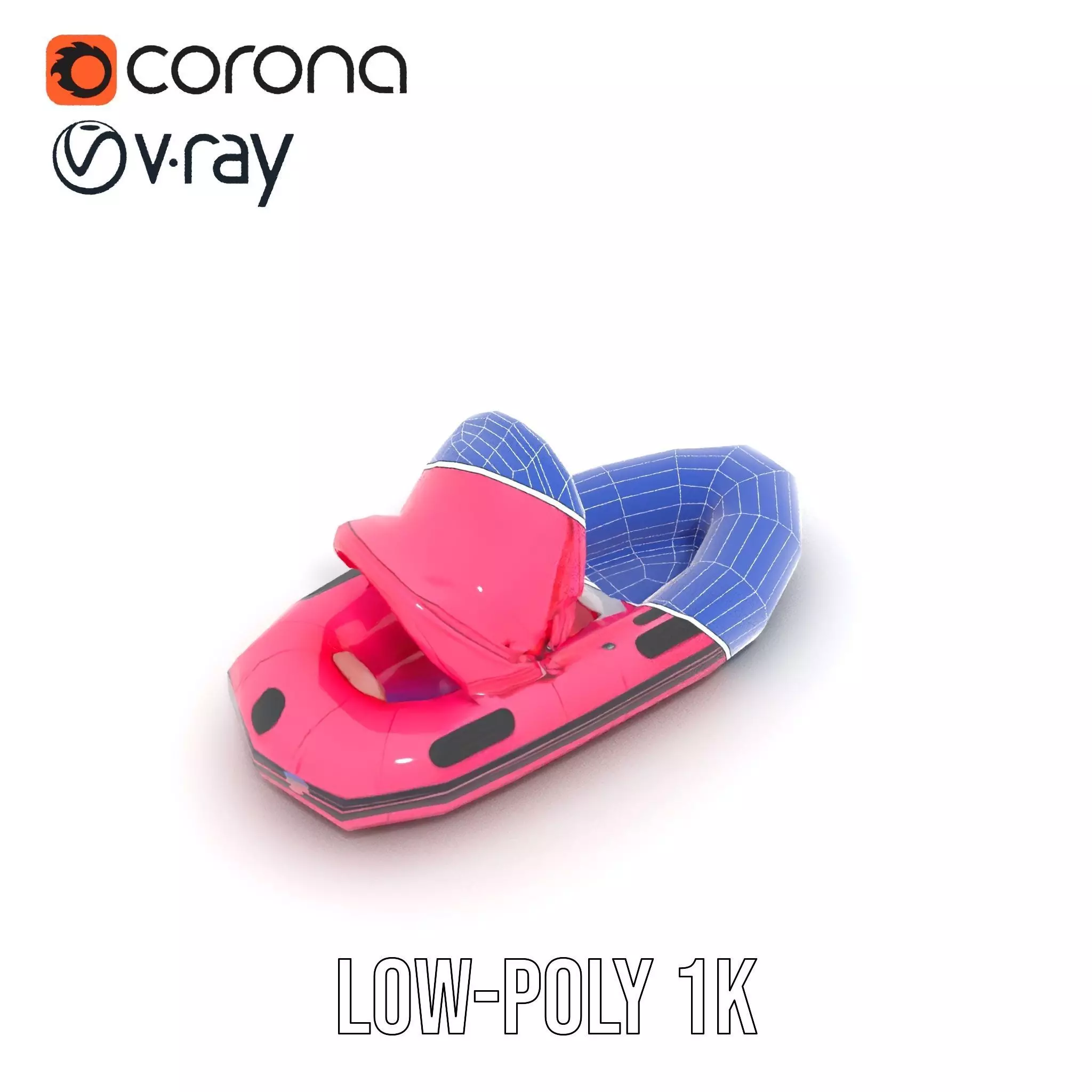 Pink Inflatable Boat model pack Low-poly 3D model_17