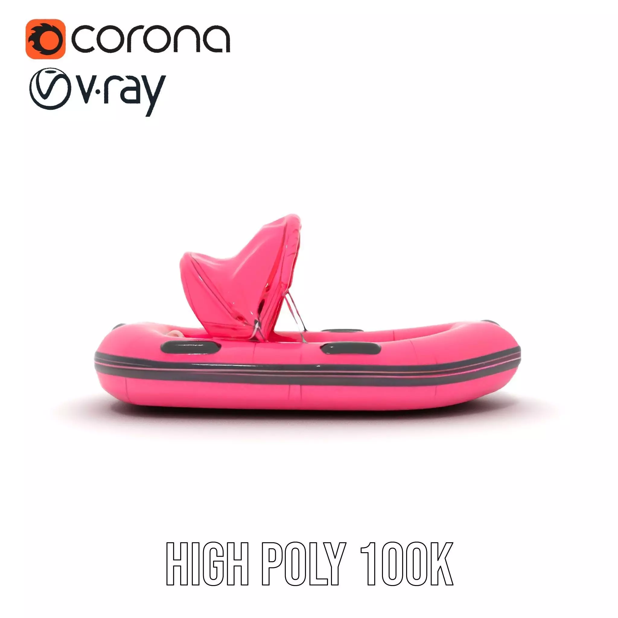 Pink Inflatable Boat model pack Low-poly 3D model_15