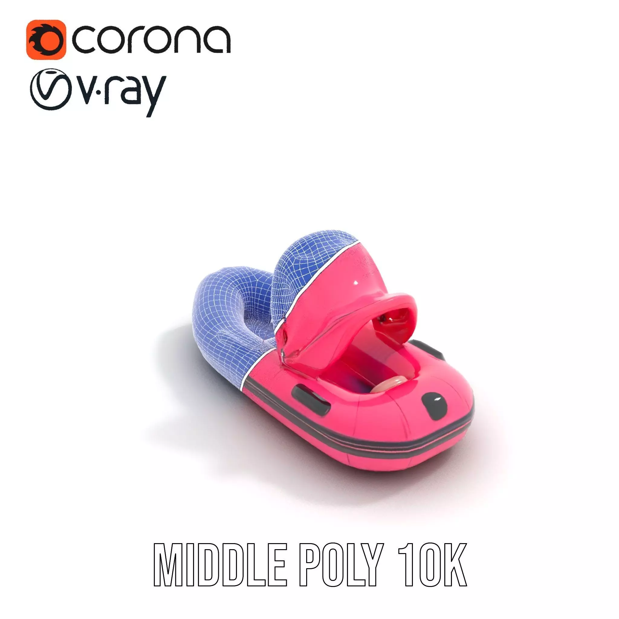 Pink Inflatable Boat model pack Low-poly 3D model_13