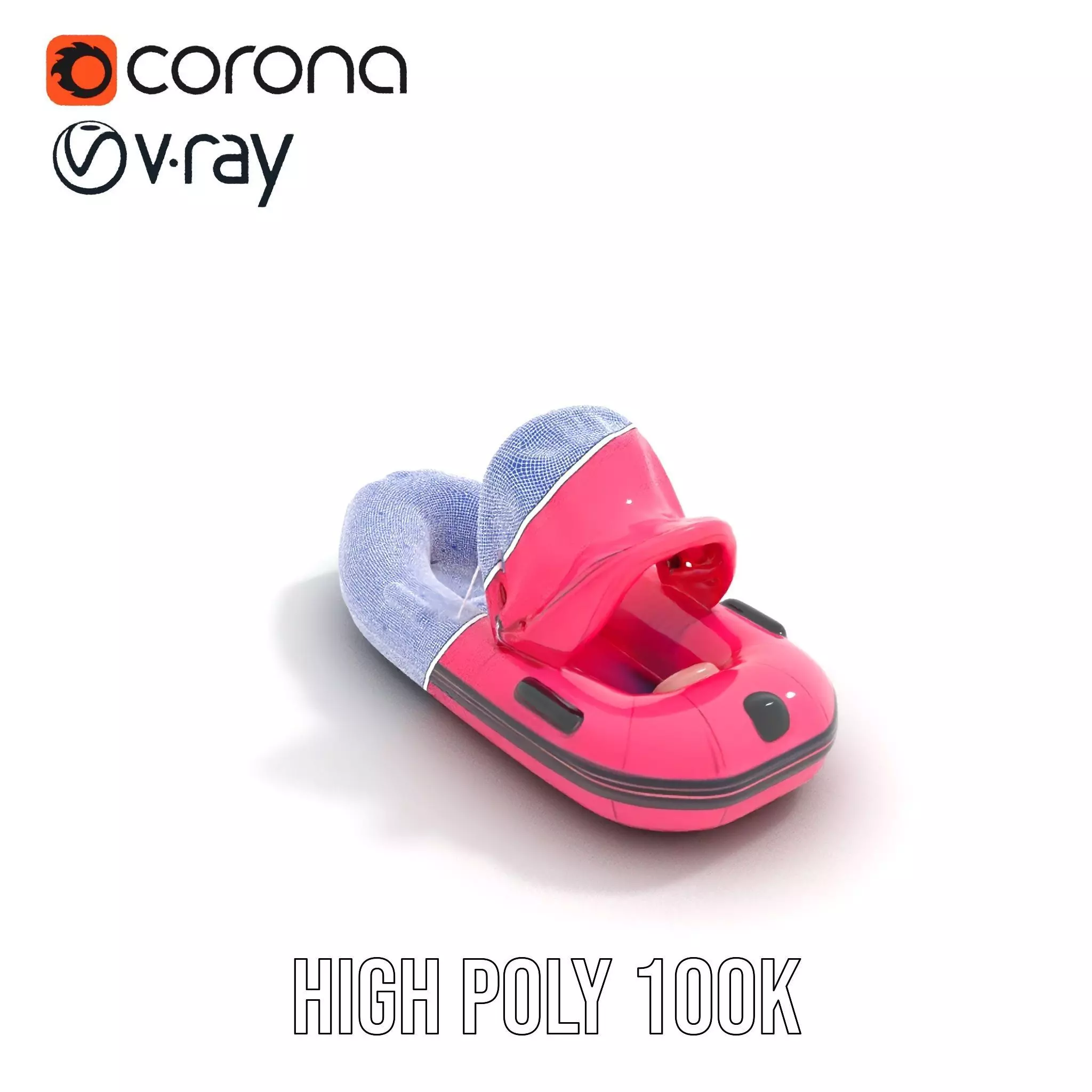 Pink Inflatable Boat model pack Low-poly 3D model_32