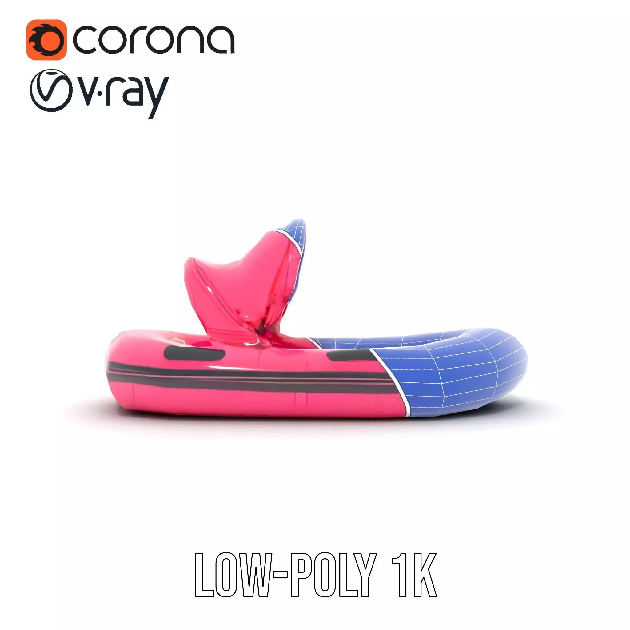 Pink Inflatable Boat model pack Low-poly 3D model_31