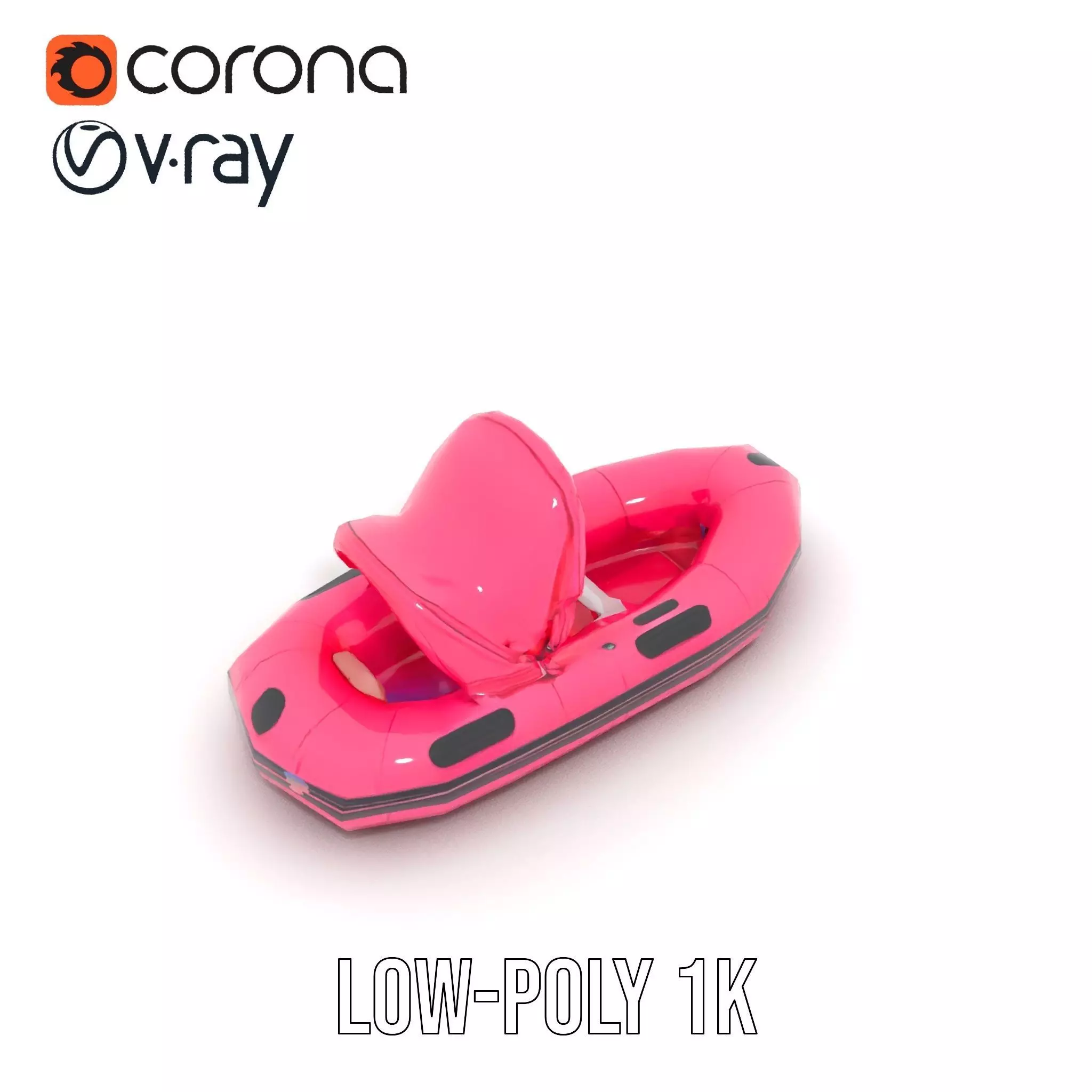 Pink Inflatable Boat model pack Low-poly 3D model_14