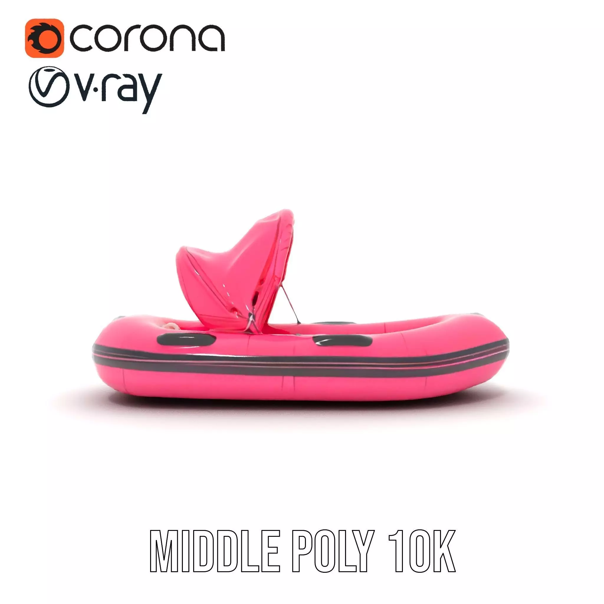 Pink Inflatable Boat model pack Low-poly 3D model_11