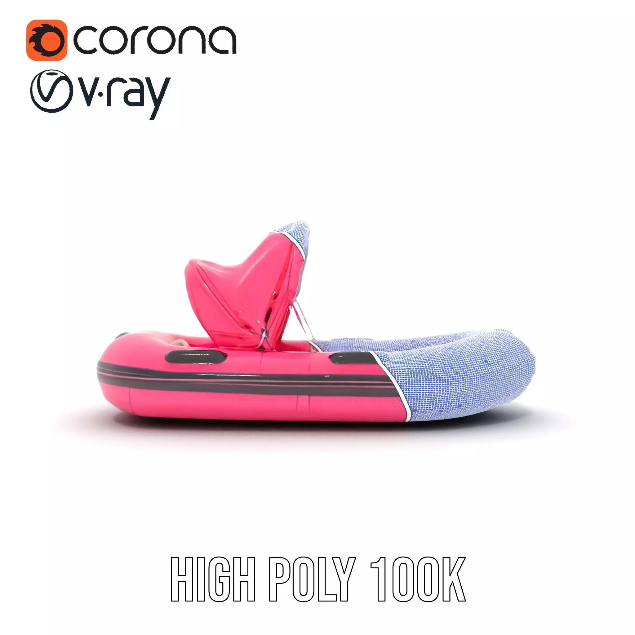 Pink Inflatable Boat model pack Low-poly 3D model_33