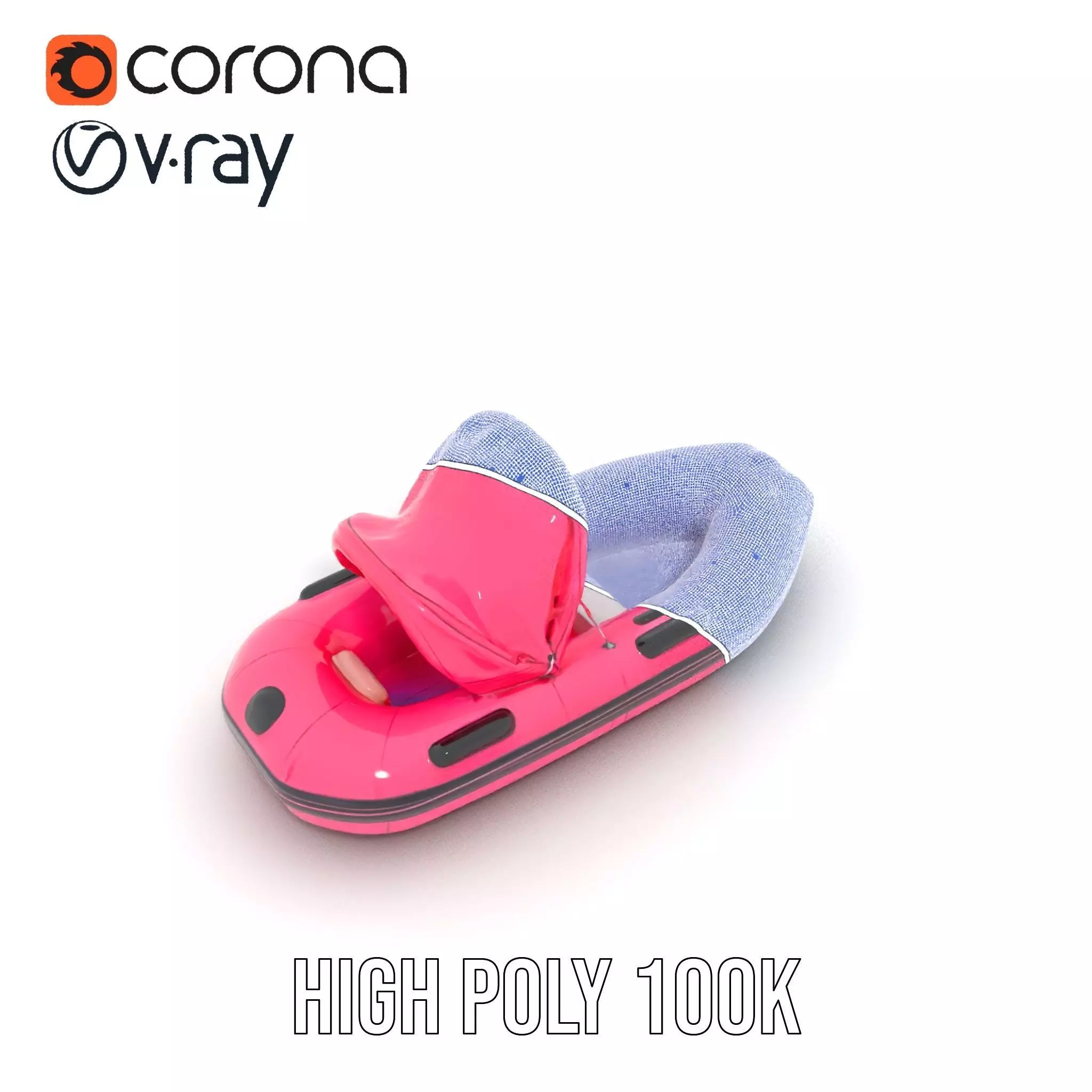 Pink Inflatable Boat model pack Low-poly 3D model_34