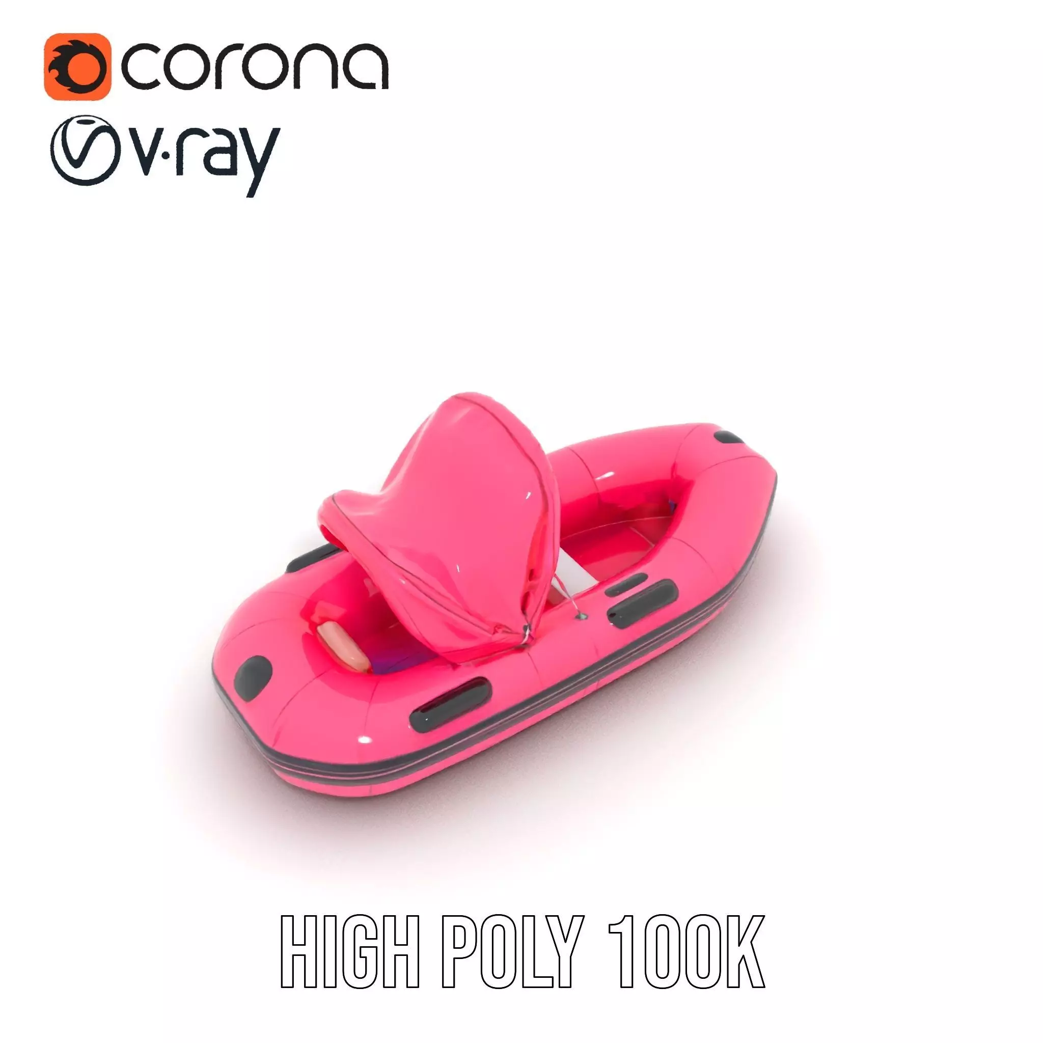 Pink Inflatable Boat model pack Low-poly 3D model_21