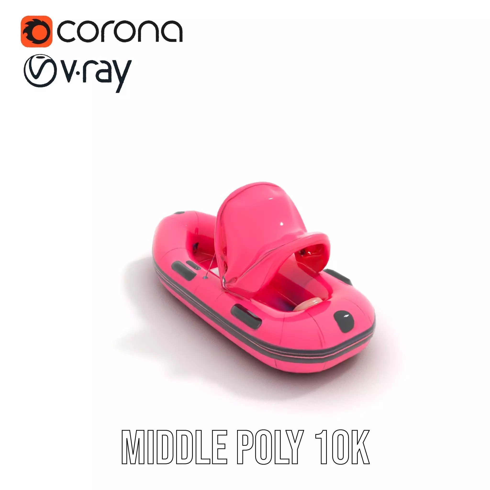 Pink Inflatable Boat model pack Low-poly 3D model_16