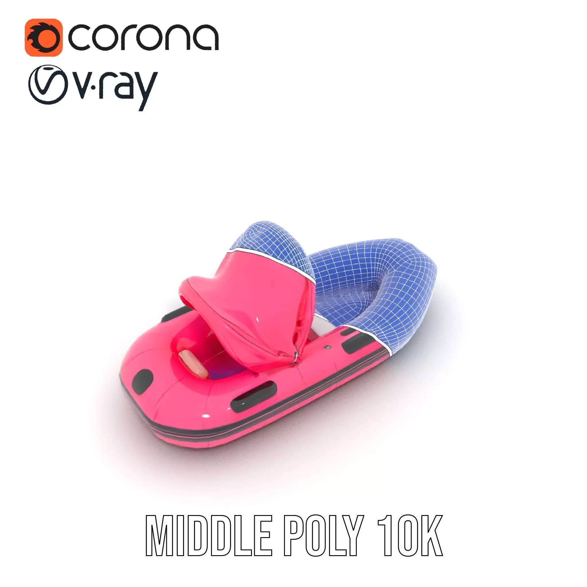 Pink Inflatable Boat model pack Low-poly 3D model_22