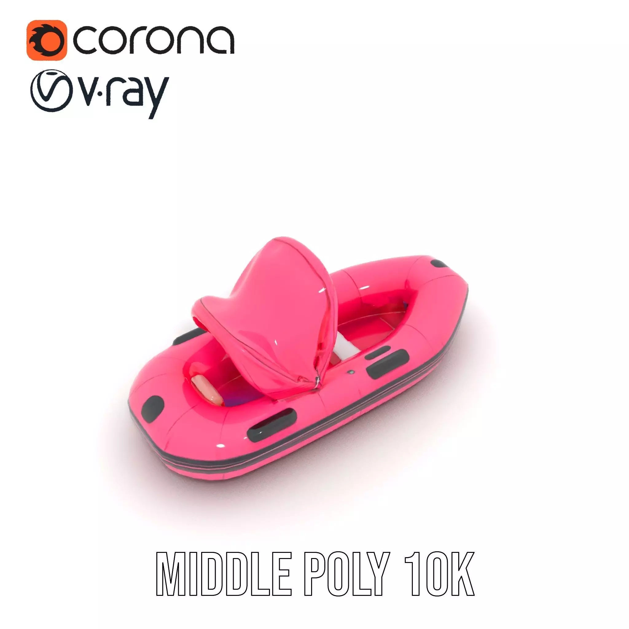 Pink Inflatable Boat model pack Low-poly 3D model_6