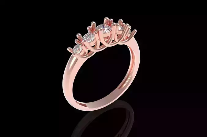 Five Round Diamond Engagement Ring