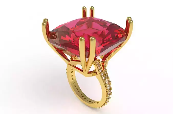 Large Cushion Stone Cocktail Ring