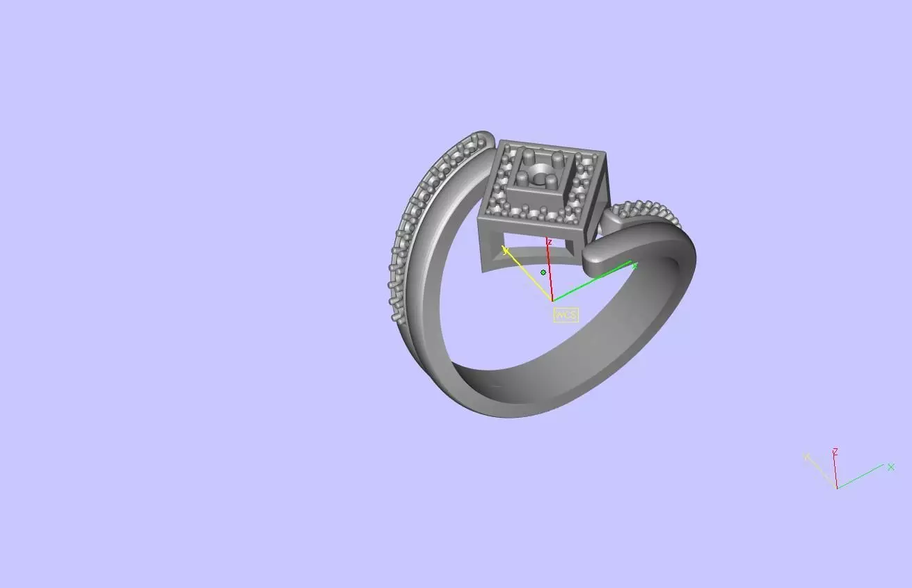 Round Diamond Square Shape Halo Double Bypass Ring 3D print model_27