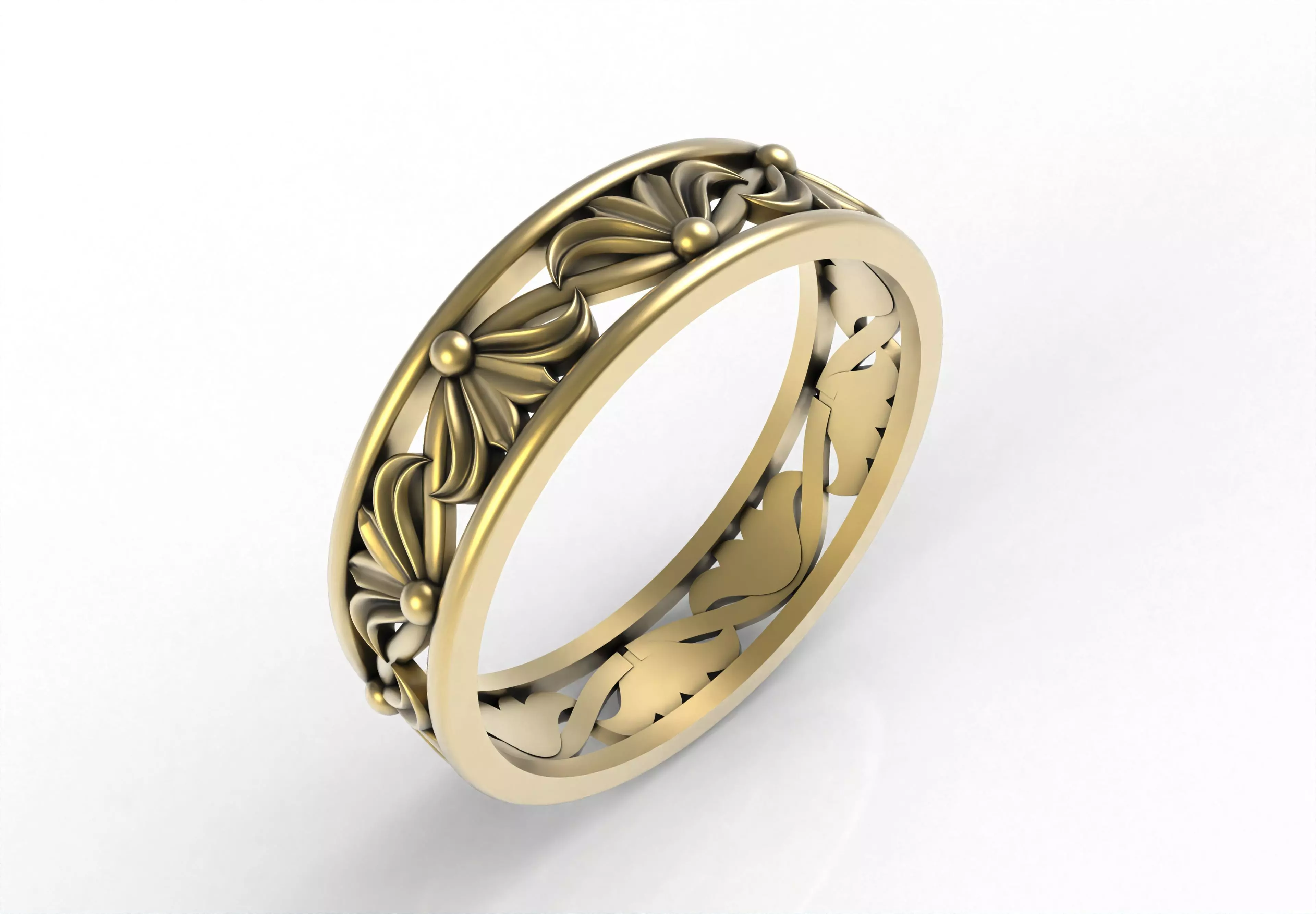 Antique Floral Wedding Band 3D print model