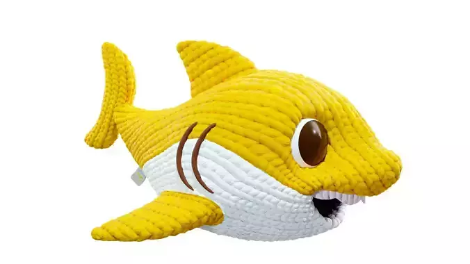 Knitted doll baby shark