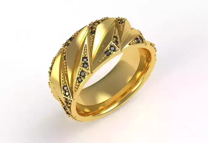 Round Diamond Mens Wedding Band