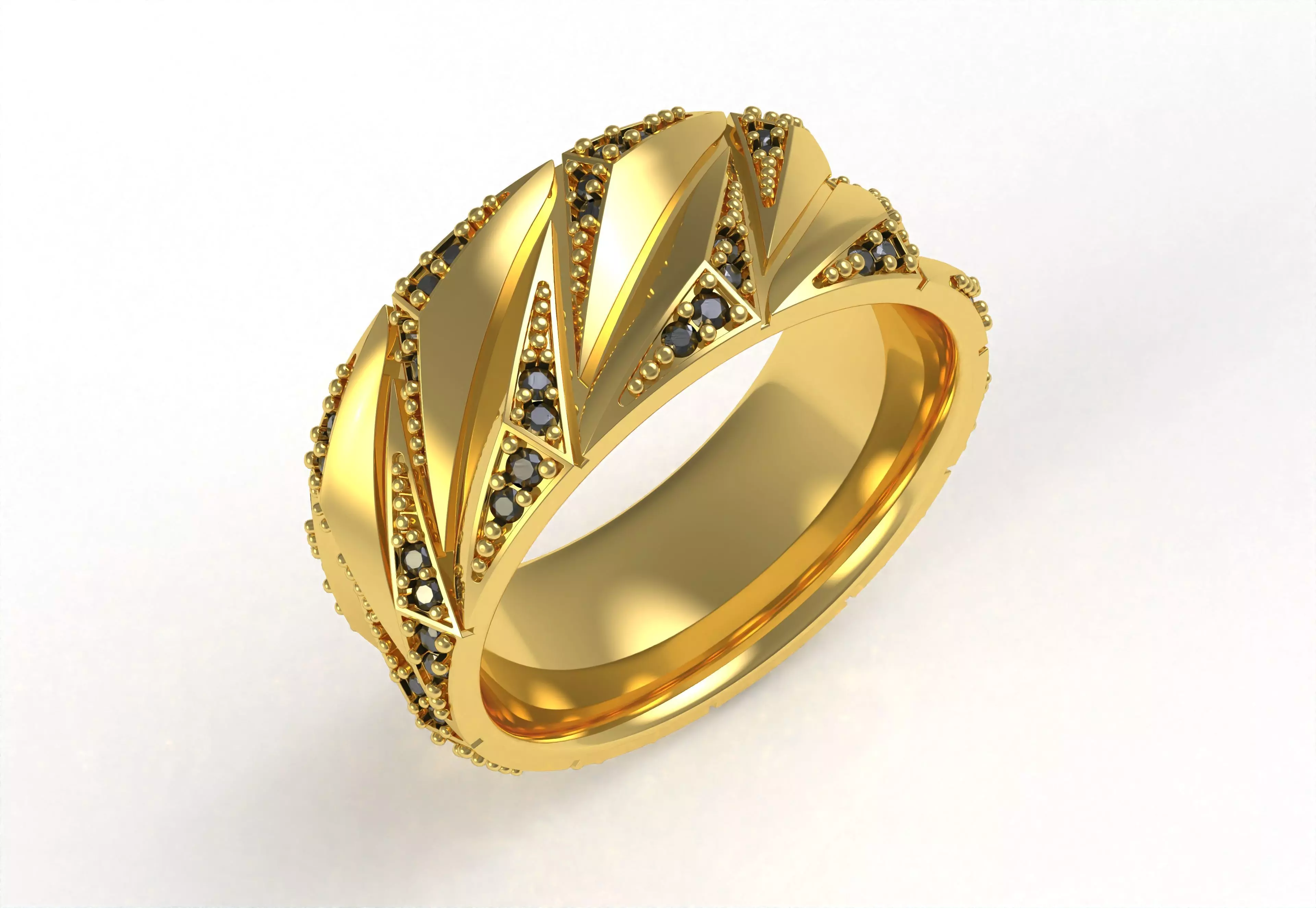 Round Diamond Mens Wedding Band 3D print model