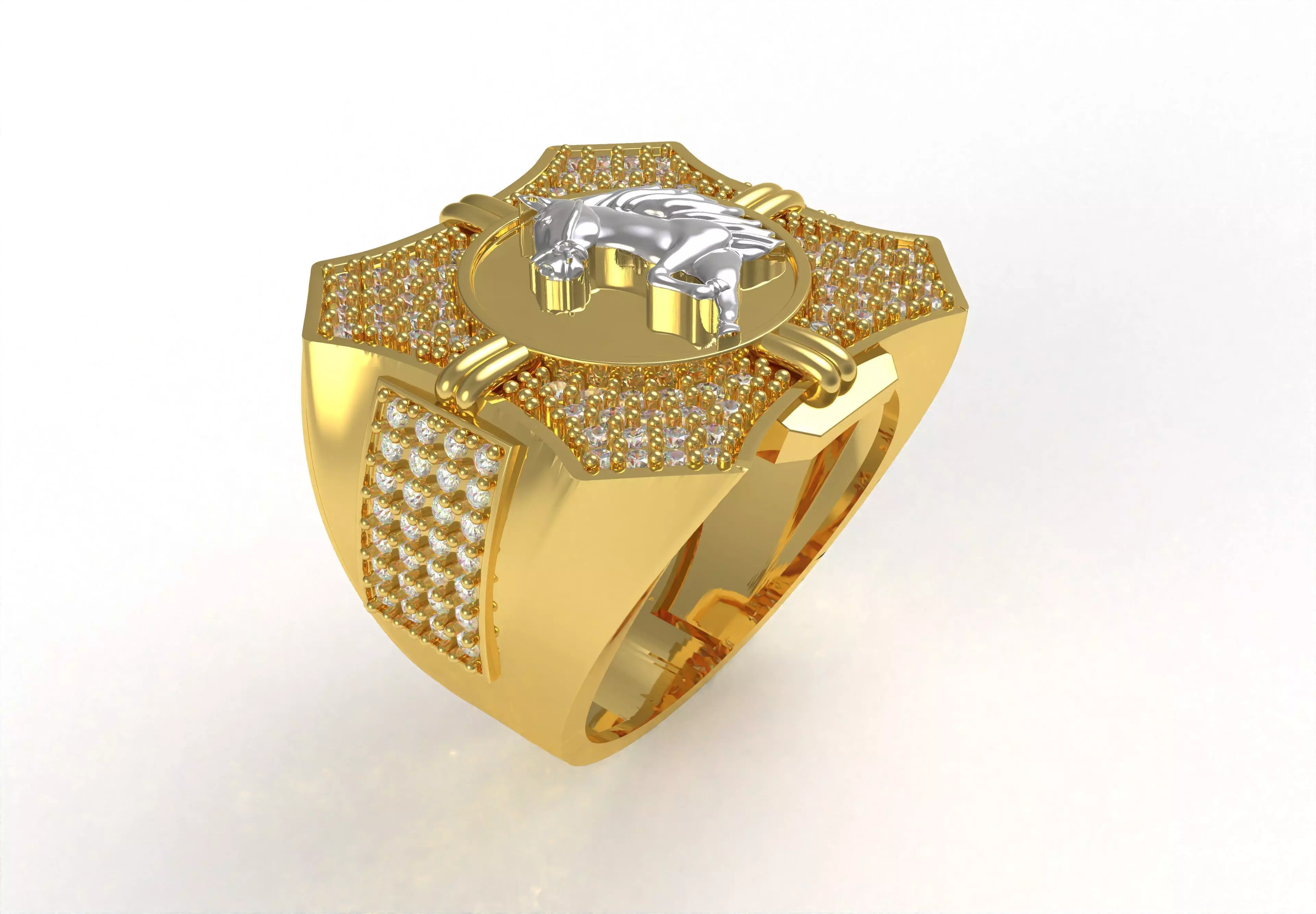 Horse Diamond Hip Hop Ring 3D print model