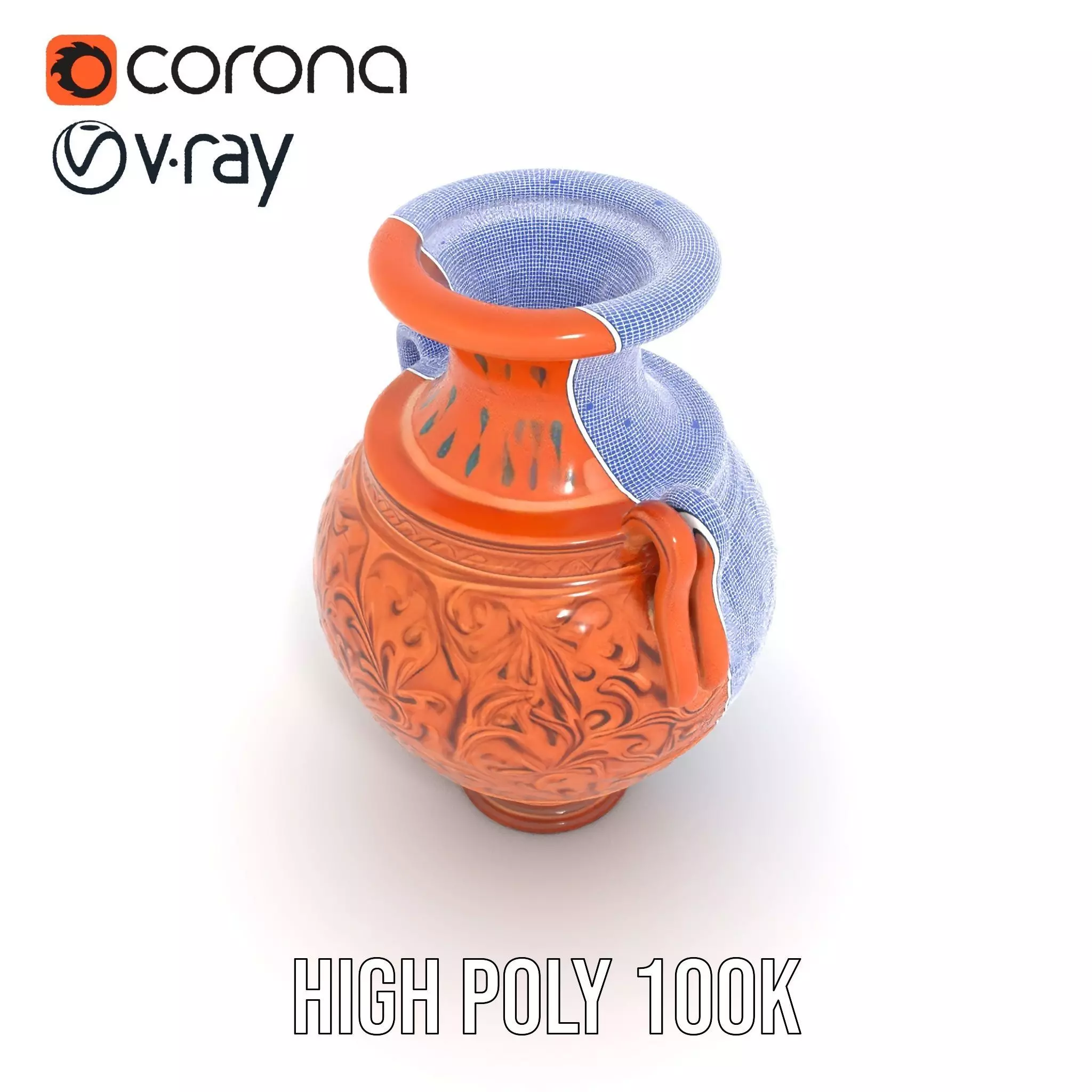 Terracotta Ornate Vase model pack Low-poly 3D model_33
